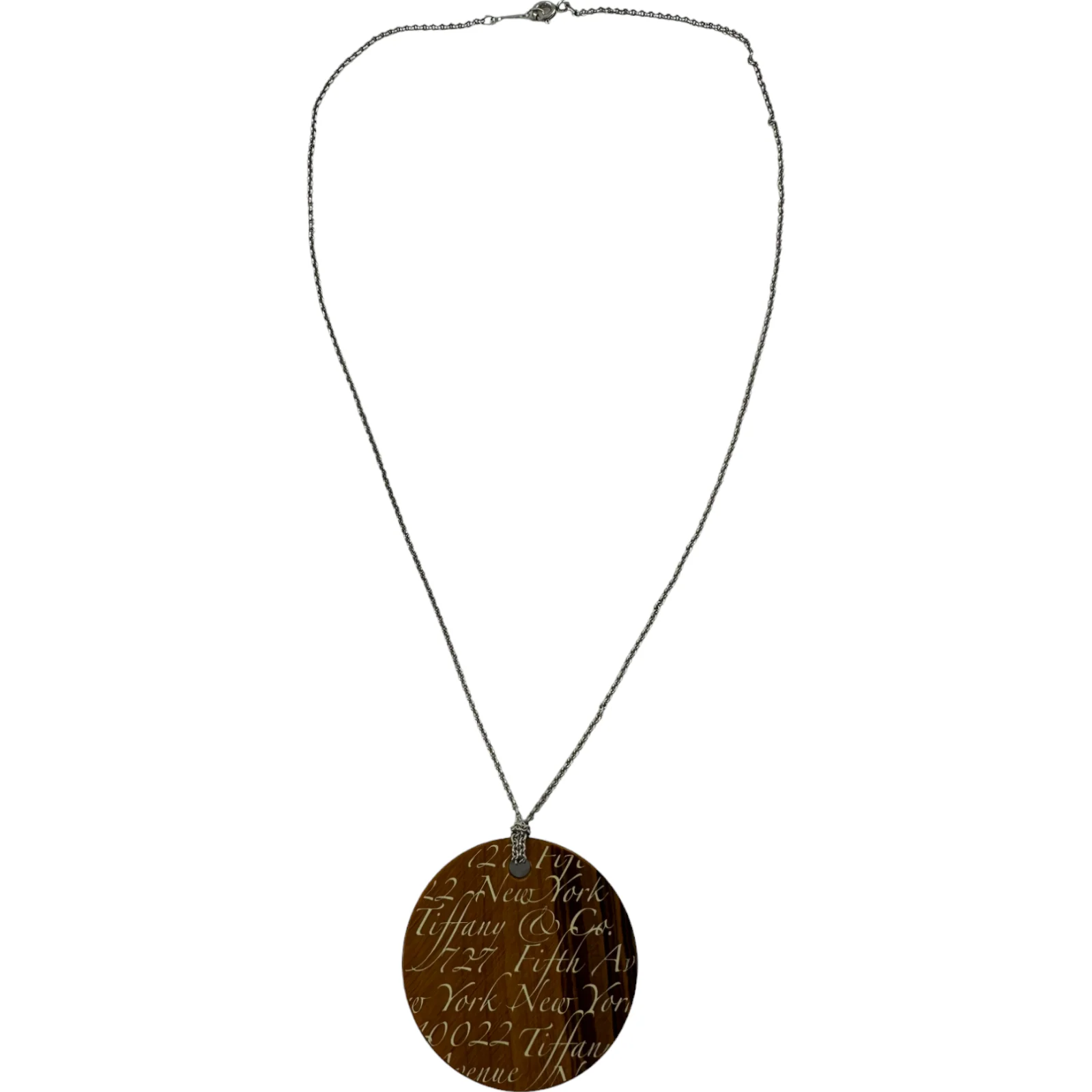 Tiffany & Co. Notes Tiger Eye Round Pendant and Sterling Chain Necklace 925 - Image 3