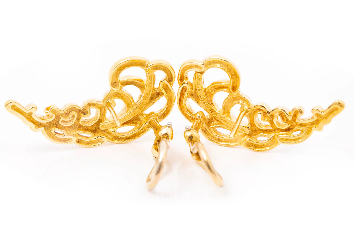 Tiffany & Co Paloma Picasso 18k 750 Yellow Gold Plume Earrings - Image 3