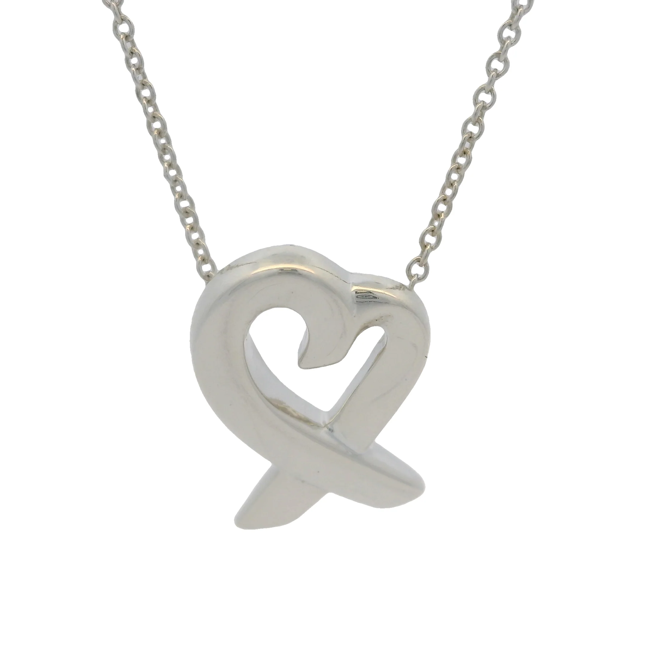 Tiffany & Co Paloma Picasso Collection Loving Heart 16" Necklace In 925 Sterling Silver