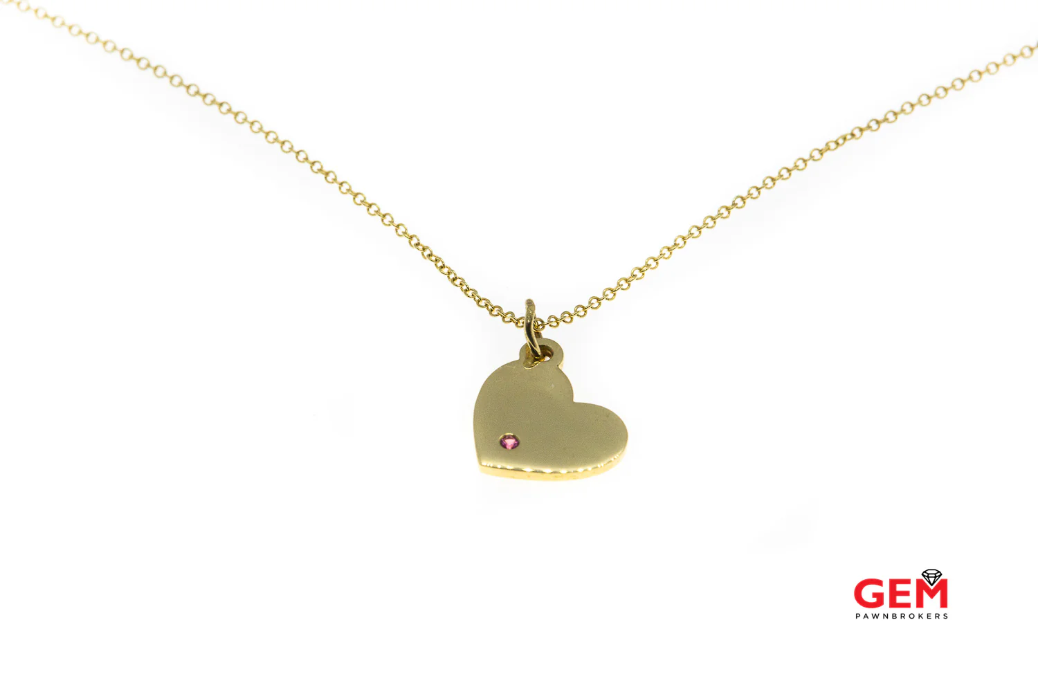 Tiffany & Co Pink Sapphire Heart Tag 18K 750 Yellow Gold Pendant 18" Necklace - Image 3