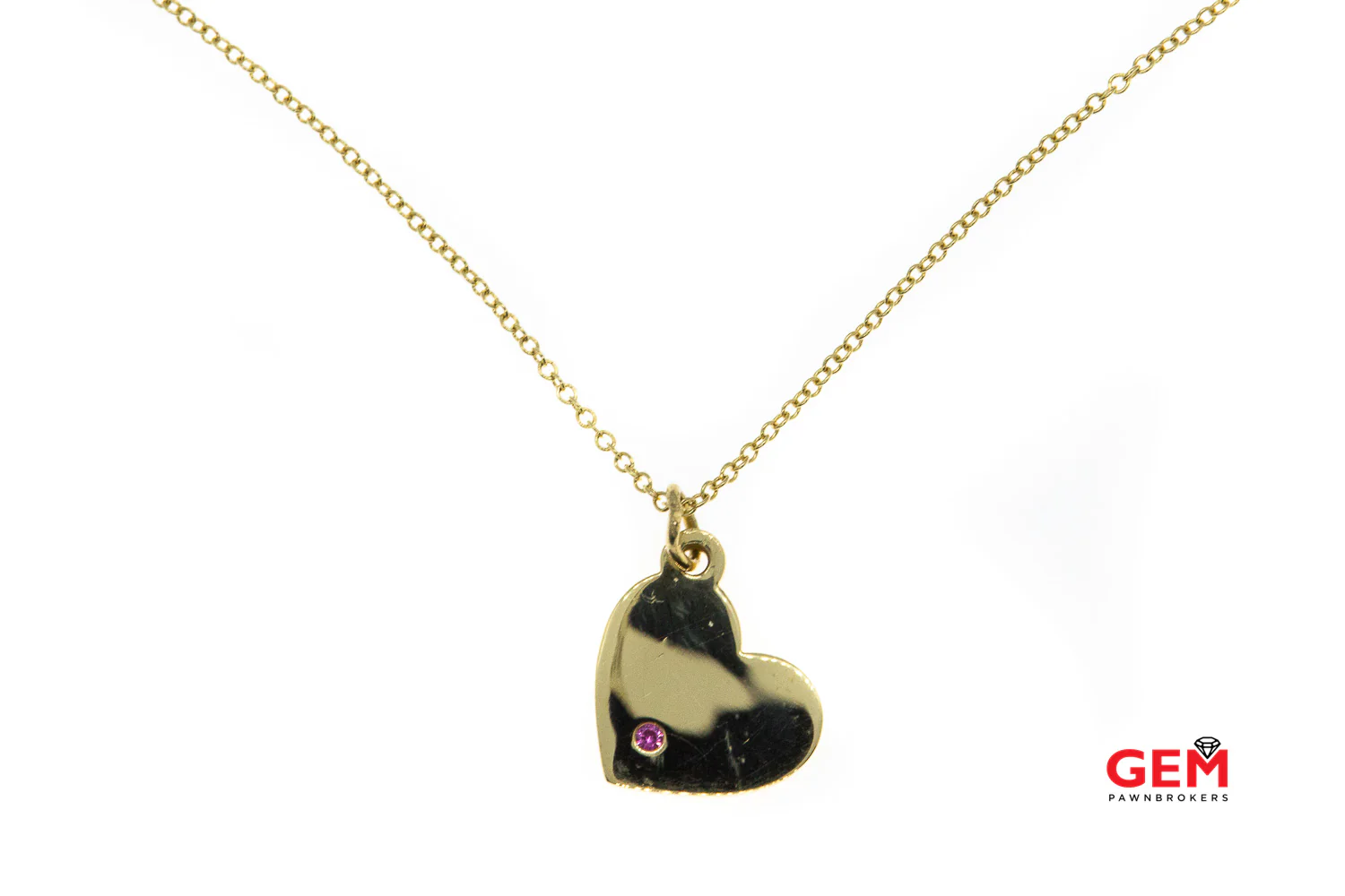 Tiffany & Co Pink Sapphire Heart Tag 18K 750 Yellow Gold Pendant 18" Necklace - Image 4