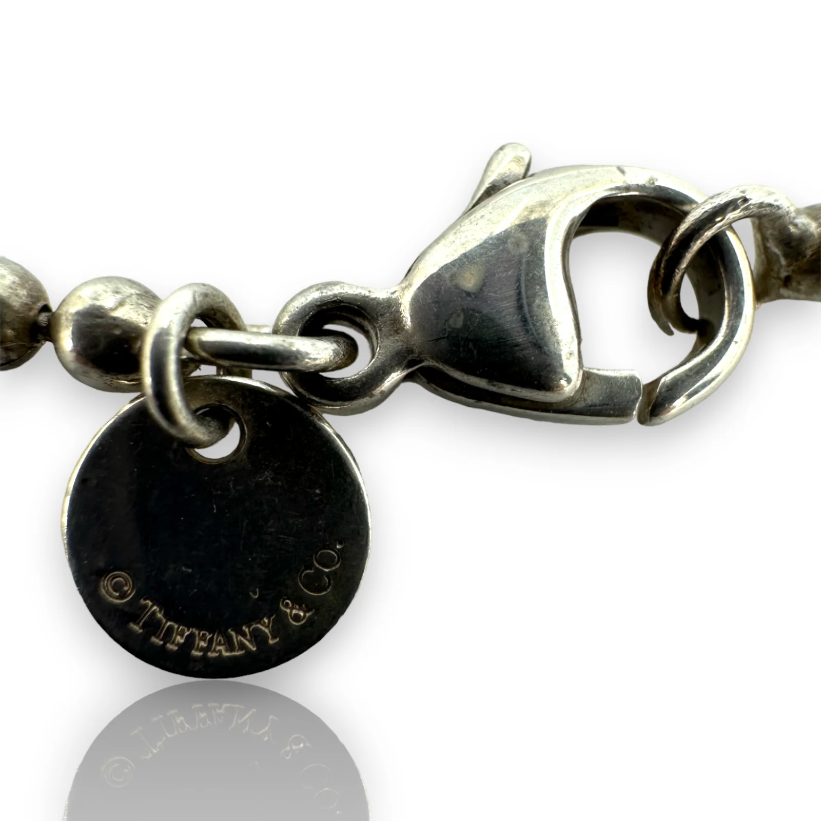 Tiffany & Co Please Return to Heart Charm Pendant 34" Beaded Chain Necklace 925 Stelring Silver - Image 5