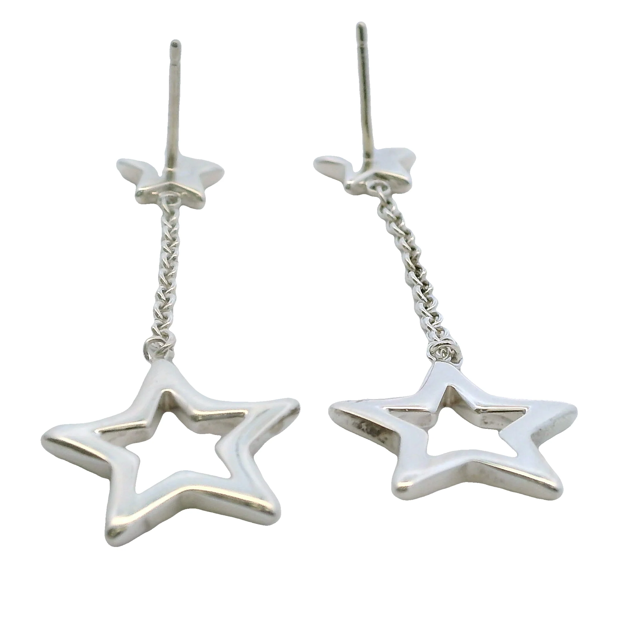 Tiffany & Co Retired 925 Sterling Silver Star Drop/Dangle Lariat Earrings - Image 3