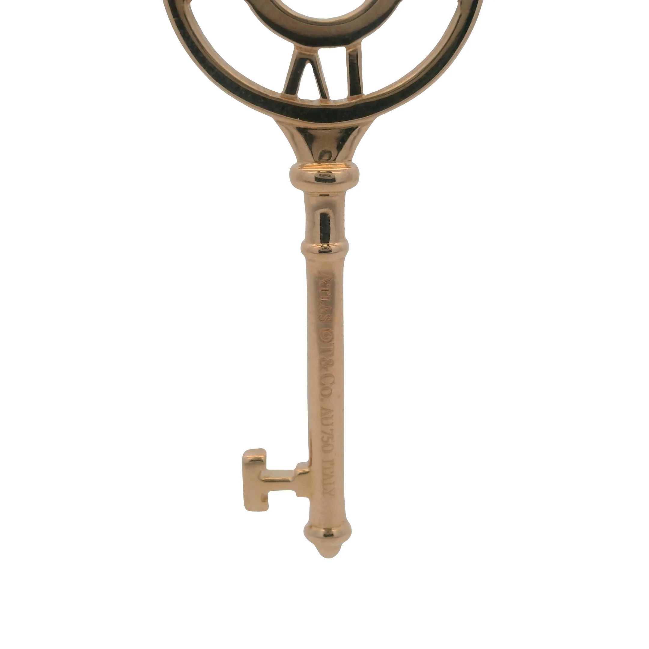 Tiffany & Co Retired Atlas Collection Solid 18kt Rose Gold and Diamond Atlas Key Pendant - Image 3