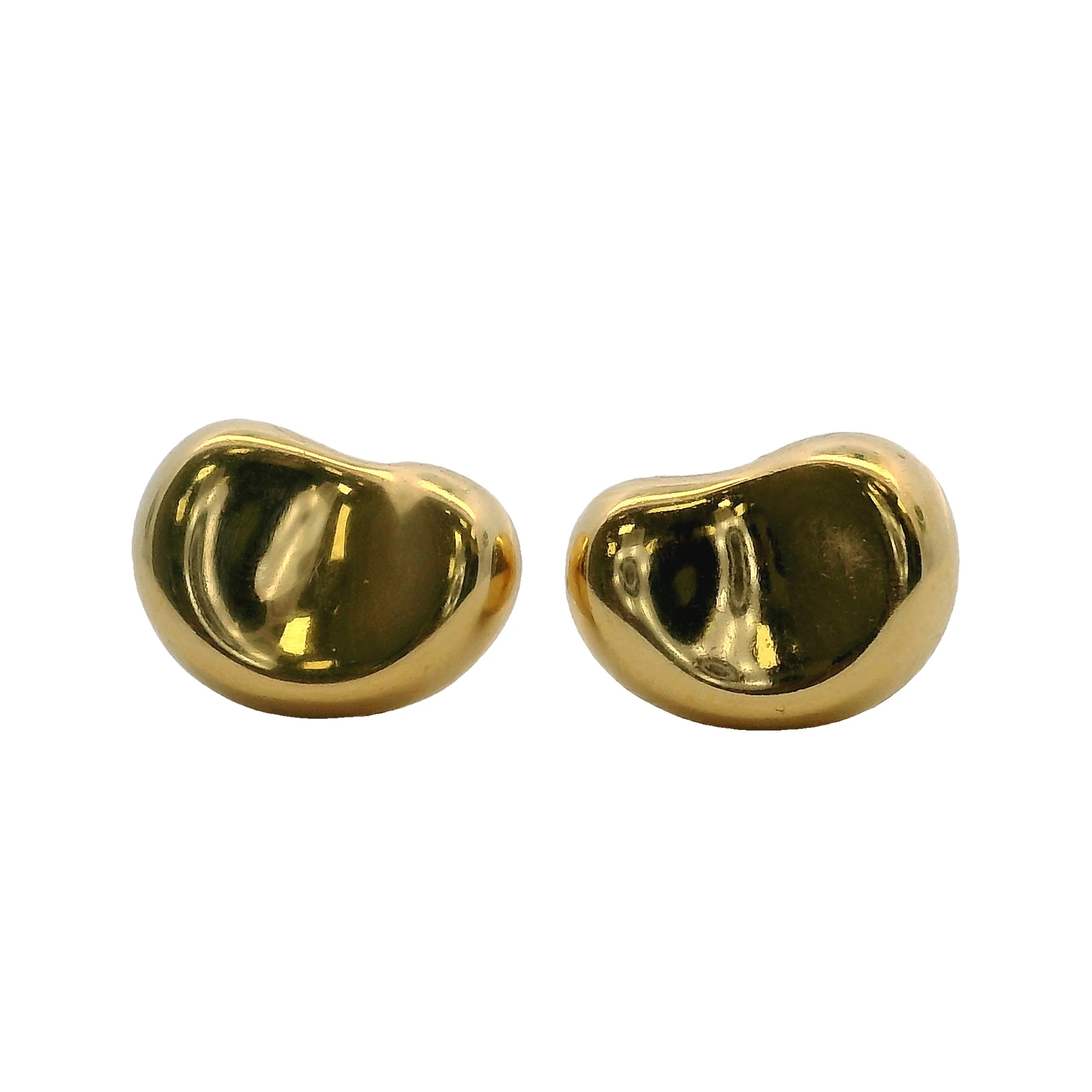 Tiffany & Co Solid 18kt Yellow Gold Elsa Peretti 11mm Bean Stud Earrings - Image 2