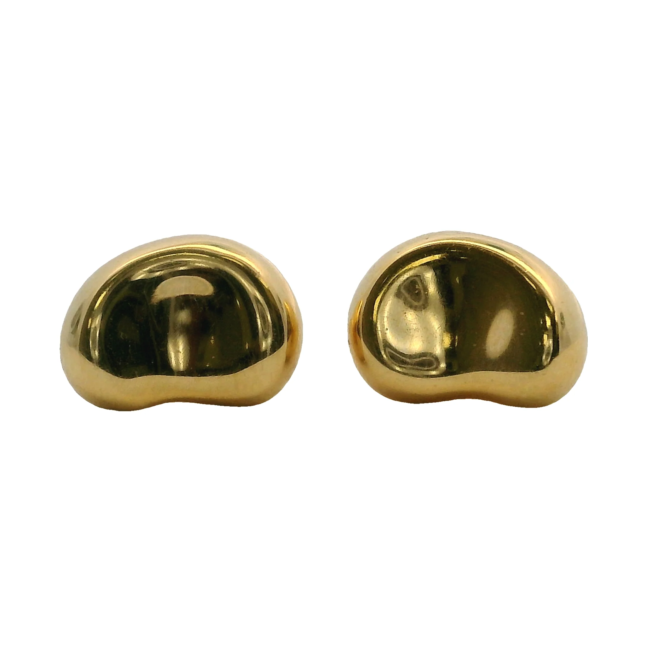 Tiffany & Co Solid 18kt Yellow Gold Elsa Peretti 11mm Bean Stud Earrings - Image 3