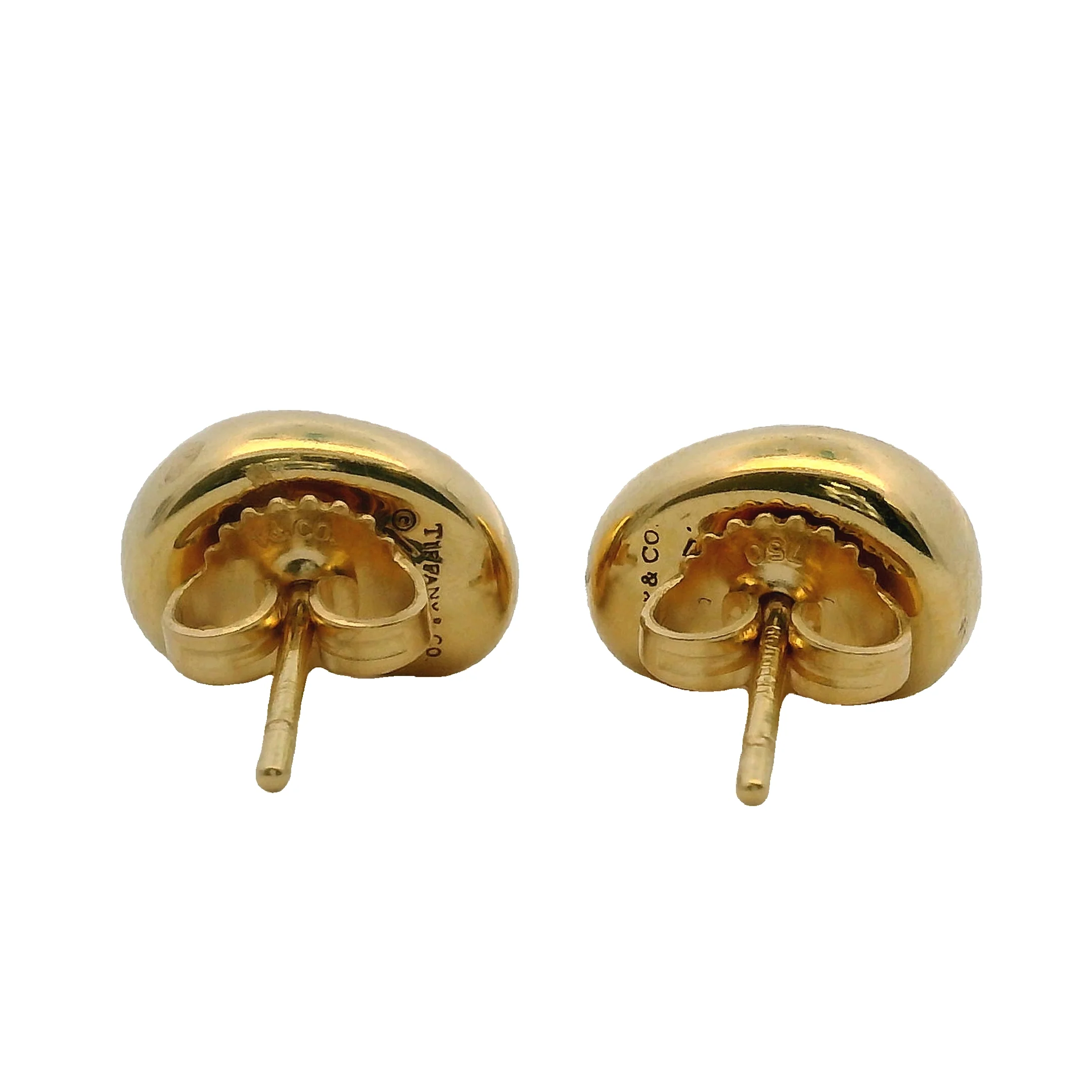 Tiffany & Co Solid 18kt Yellow Gold Elsa Peretti 11mm Bean Stud Earrings - Image 4