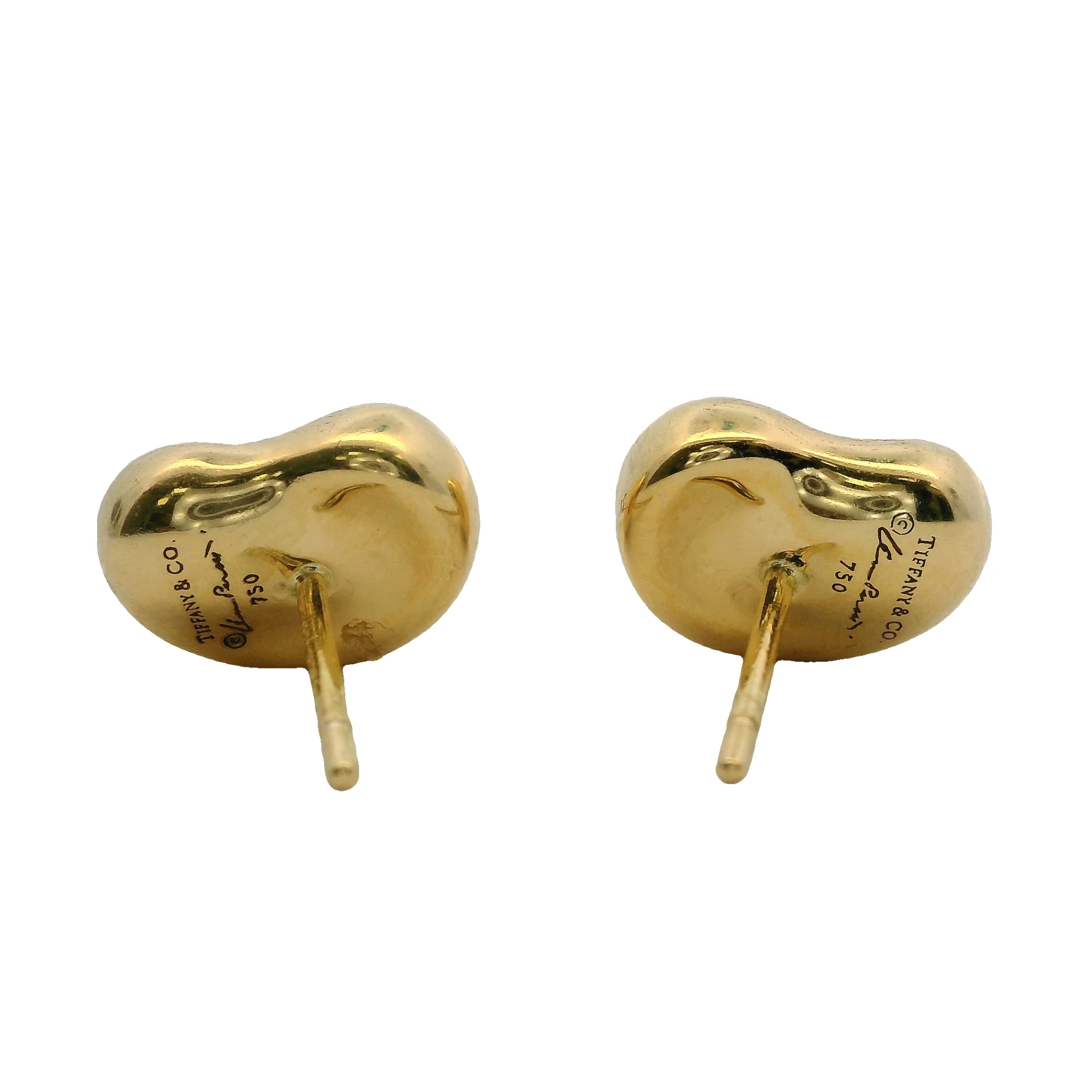 Tiffany & Co Solid 18kt Yellow Gold Elsa Peretti 11mm Bean Stud Earrings - Image 5