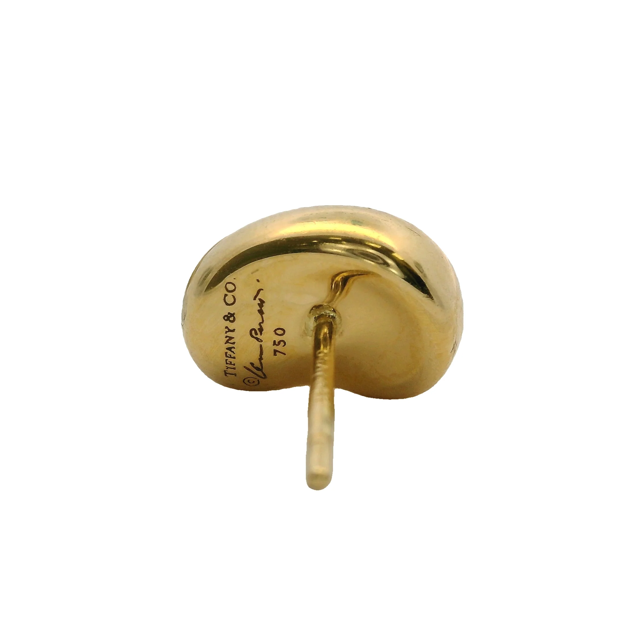 Tiffany & Co Solid 18kt Yellow Gold Elsa Peretti 11mm Bean Stud Earrings - Image 7