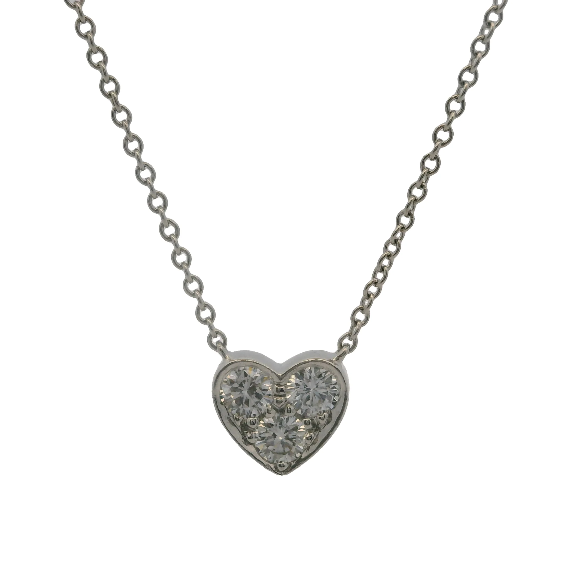 Tiffany & Co Solid 950 Platinum 3 Diamond 0.30ctw Sentimental Heart 16" Necklace - Image 2