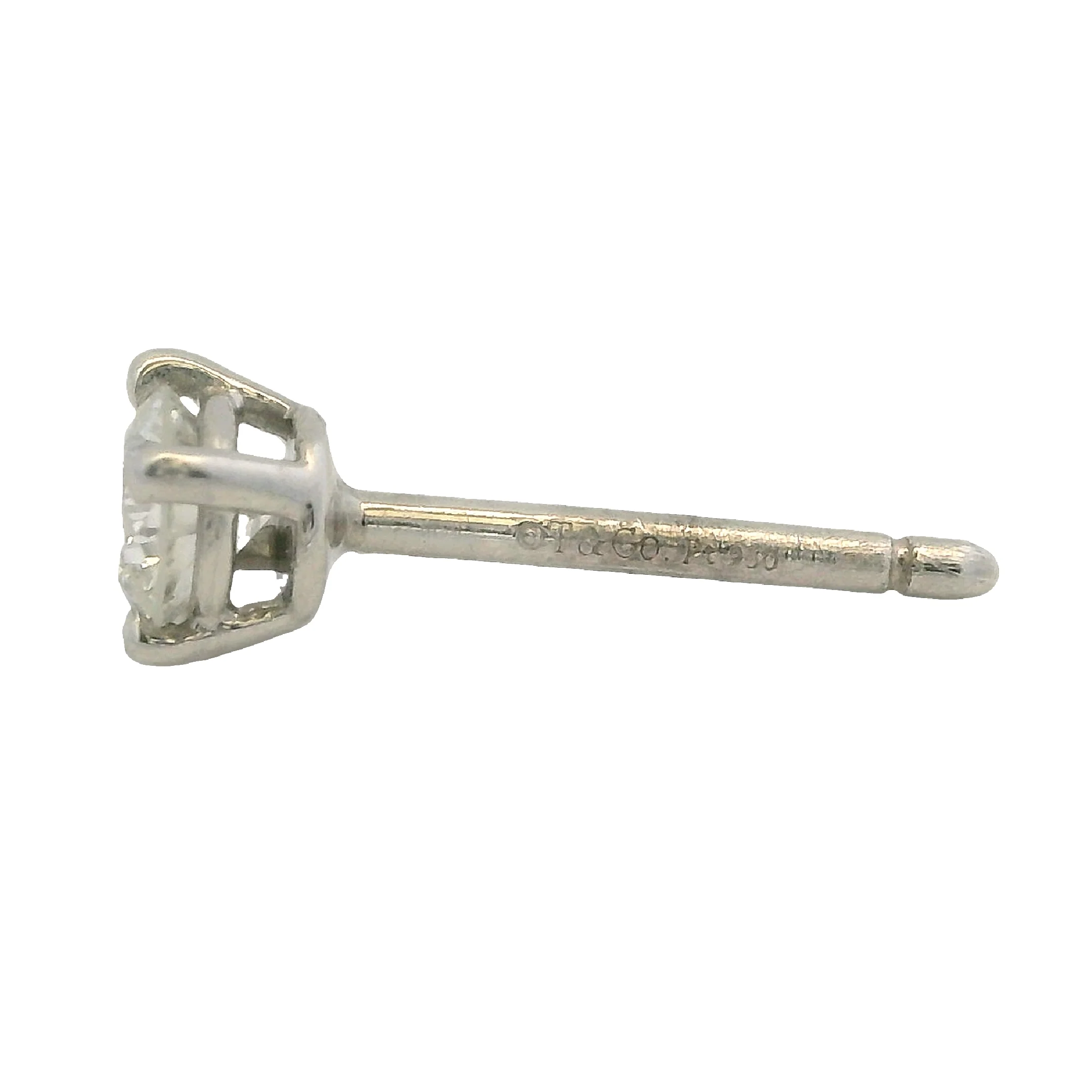 Tiffany & Co Solid 950 Platinum Solitaire 0.31ctw Diamond Stud Earrings - Image 6