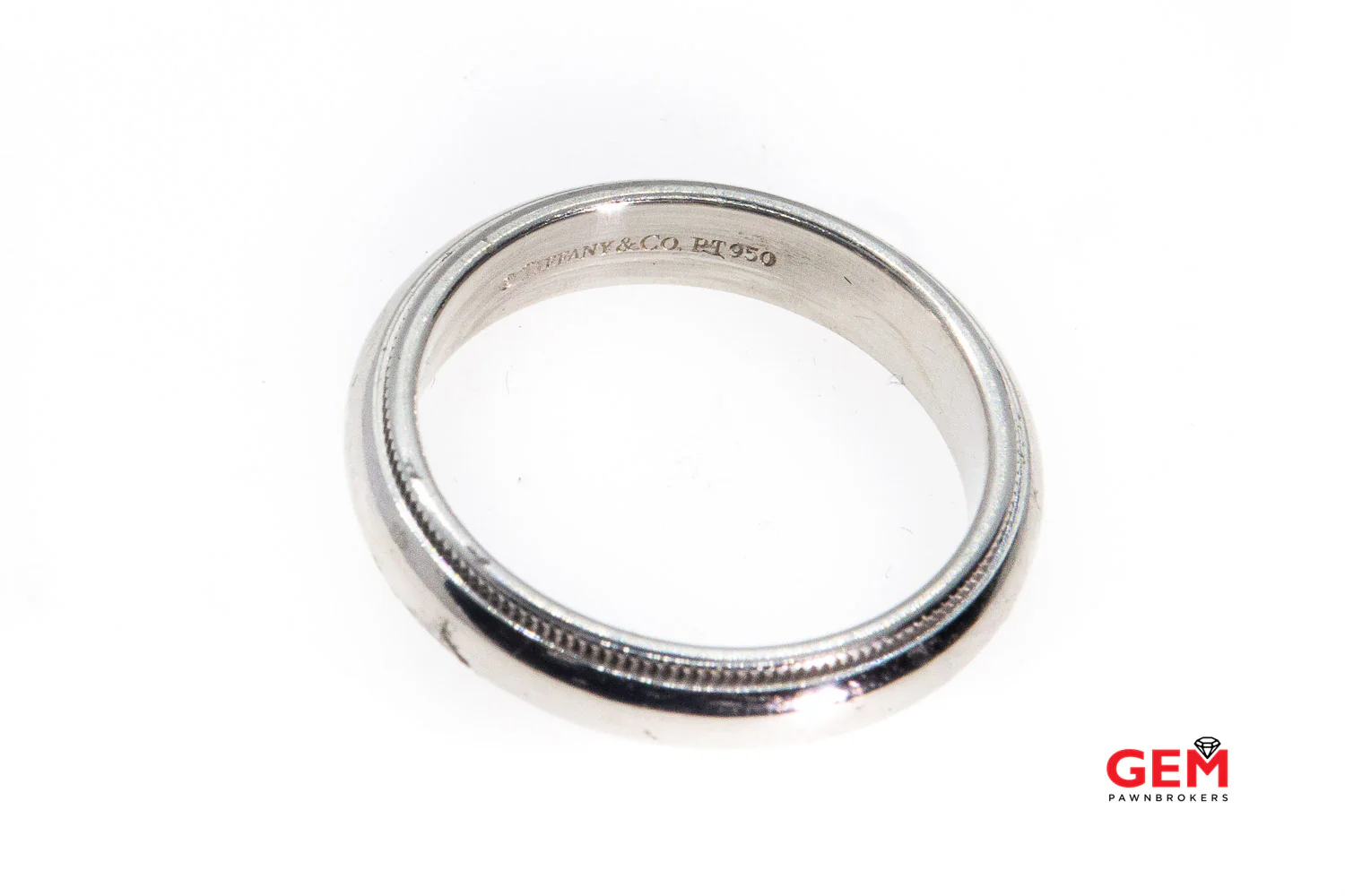 Tiffany & Co. Thin Domed 4mm Wedding Band Milgrain Accent Solid 950 Platinum Ring Size 6 1/4 - Image 3