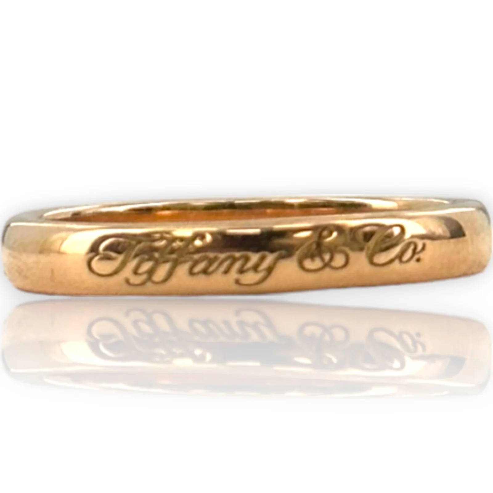 Tiffany & Co Tiffany Notes Collection 18kt Rose Gold 2.7mm Wedding Band with Cursive Script Size 5.5 Ring - Image 2