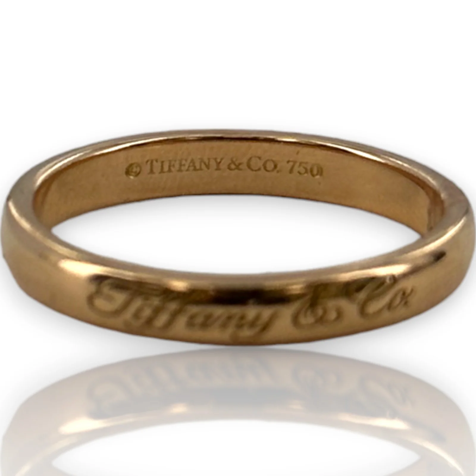 Tiffany & Co Tiffany Notes Collection 18kt Rose Gold 2.7mm Wedding Band with Cursive Script Size 5.5 Ring - Image 3
