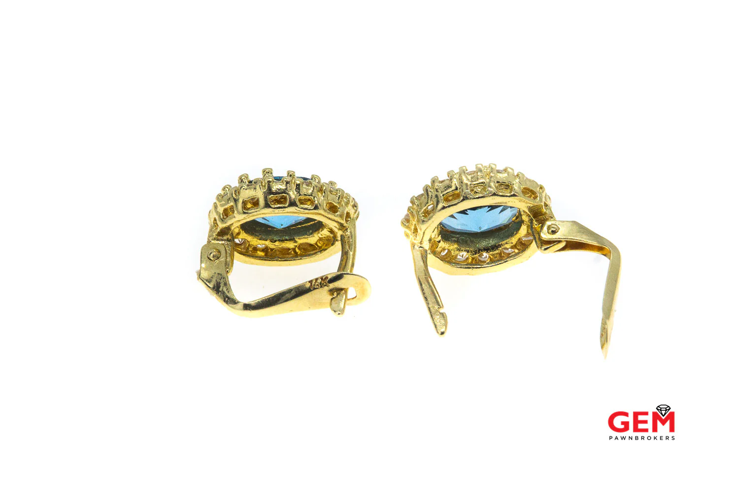 Topaz & Cubic Zirconia 14k 585 Yellow Gold Earrings - Image 3