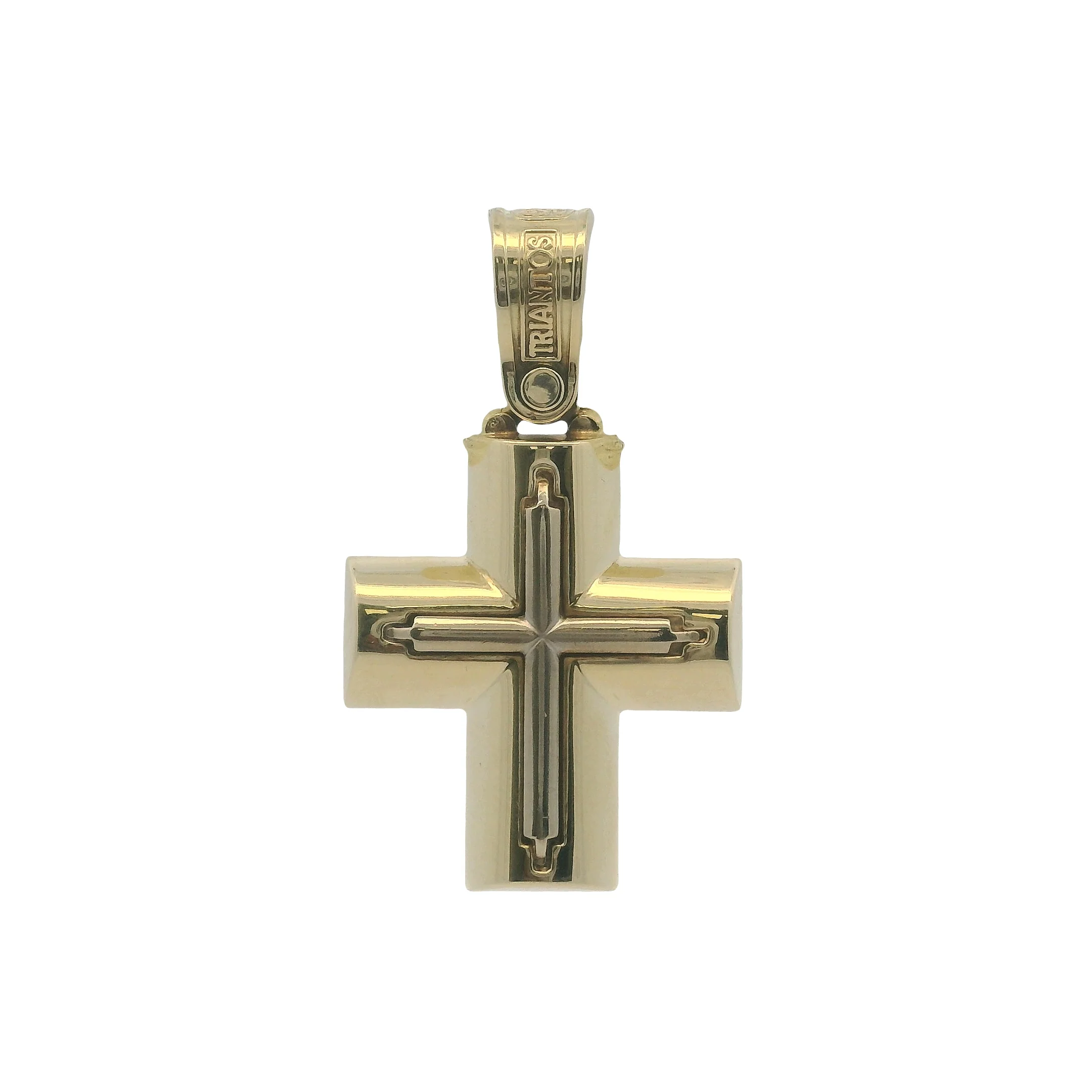 Triantos Solid 14kt Yellow and White Gold 2-Tone Cross Necklace Pendant