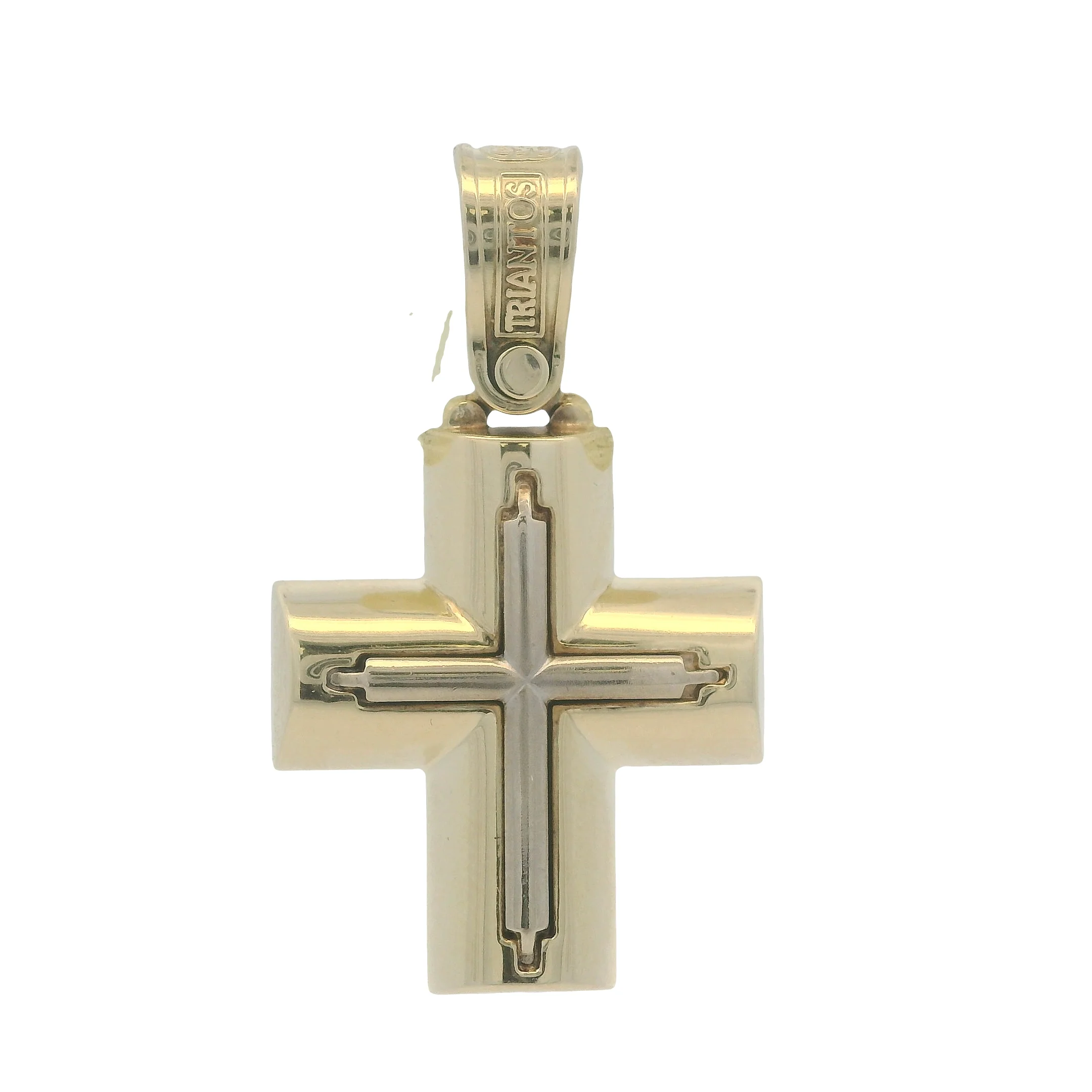 Triantos Solid 14kt Yellow and White Gold 2-Tone Cross Necklace Pendant - Image 2