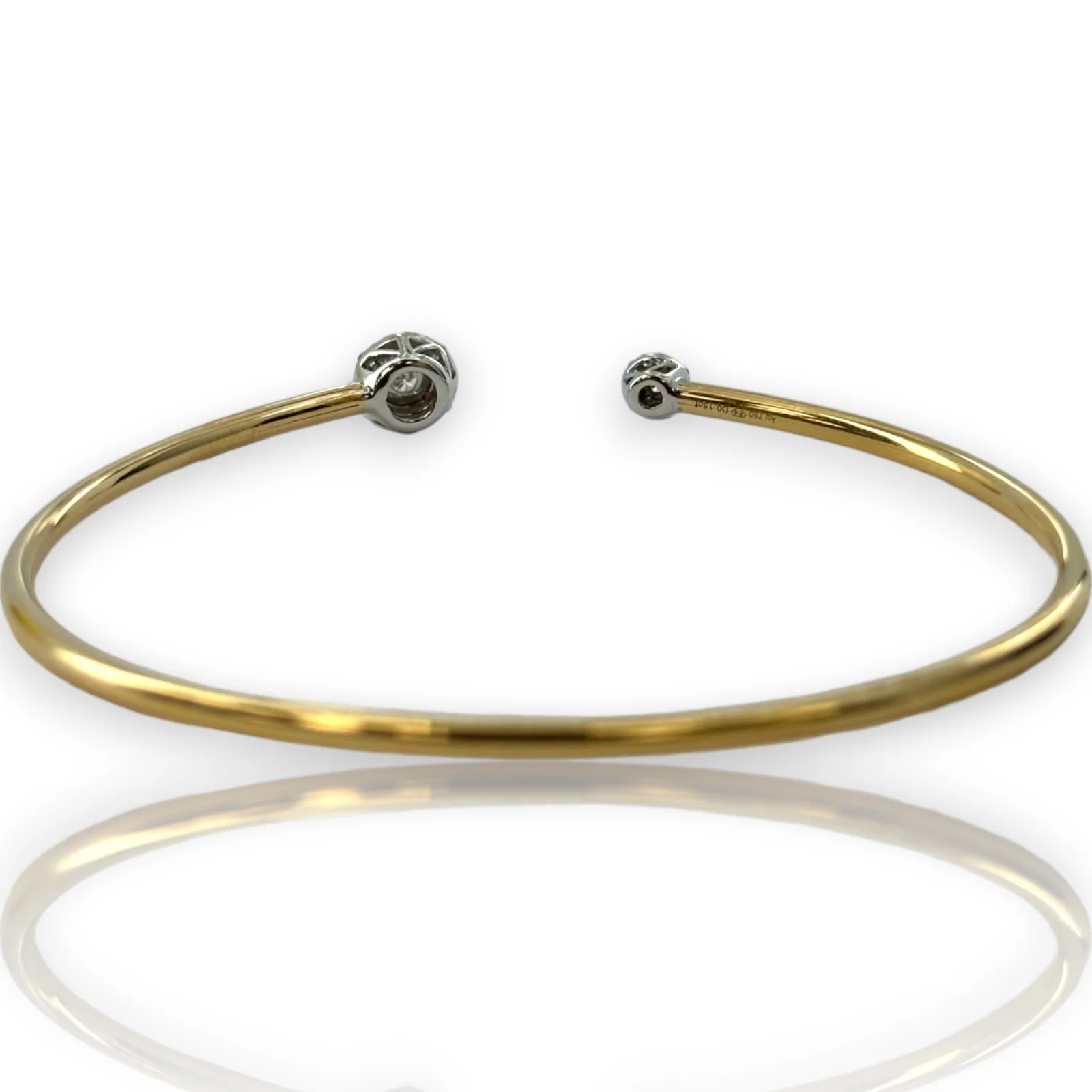 Two-Tone 18kt 0.15ct Diamond Halo Flexible 6" Cuff Bracelet Stamped Ed - Image 7