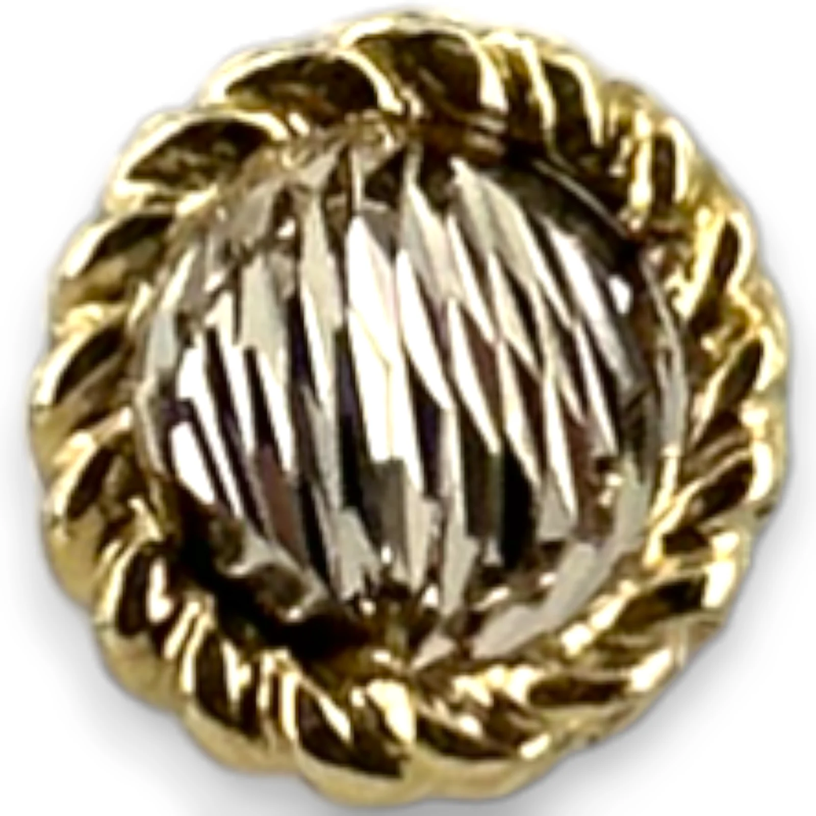 Two Tone Knotted Roped Design Beaded 14KT 585 Gold Beaded Stud Earrings - Image 3