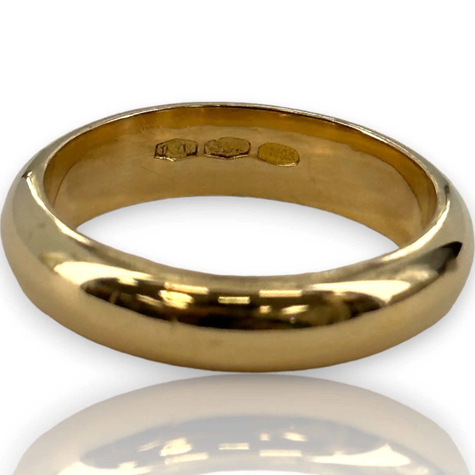 UnoAerre Solid Heavy 6.9g 18kt Yellow Gold 750 Wedding Stackable Band 4.6mm Width Size 6.5 Ring - Image 4