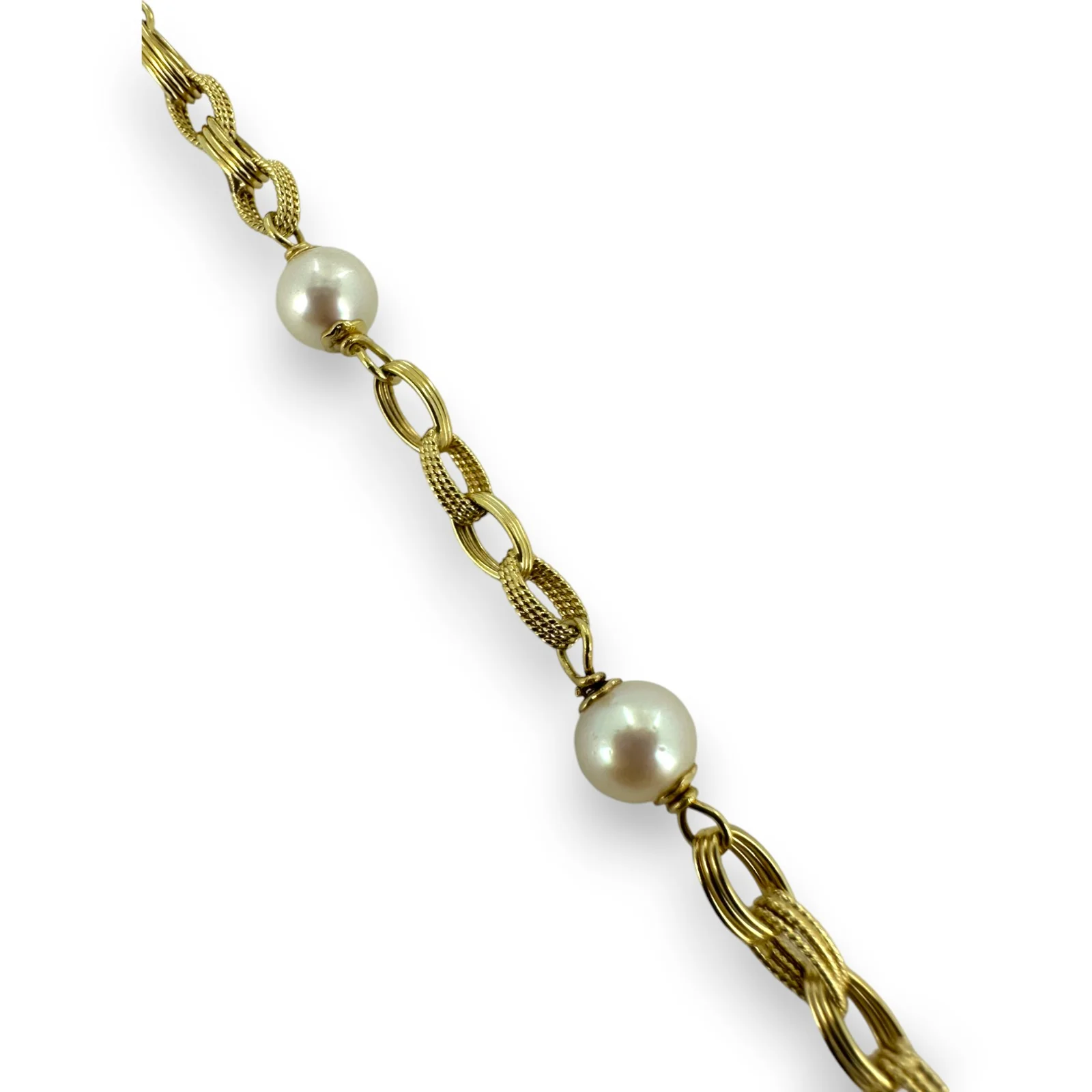 UNOAERRE Vintage 1950s 14kt Yellow Gold and 24 Cultured Pearl 28" Station Necklace - Image 3