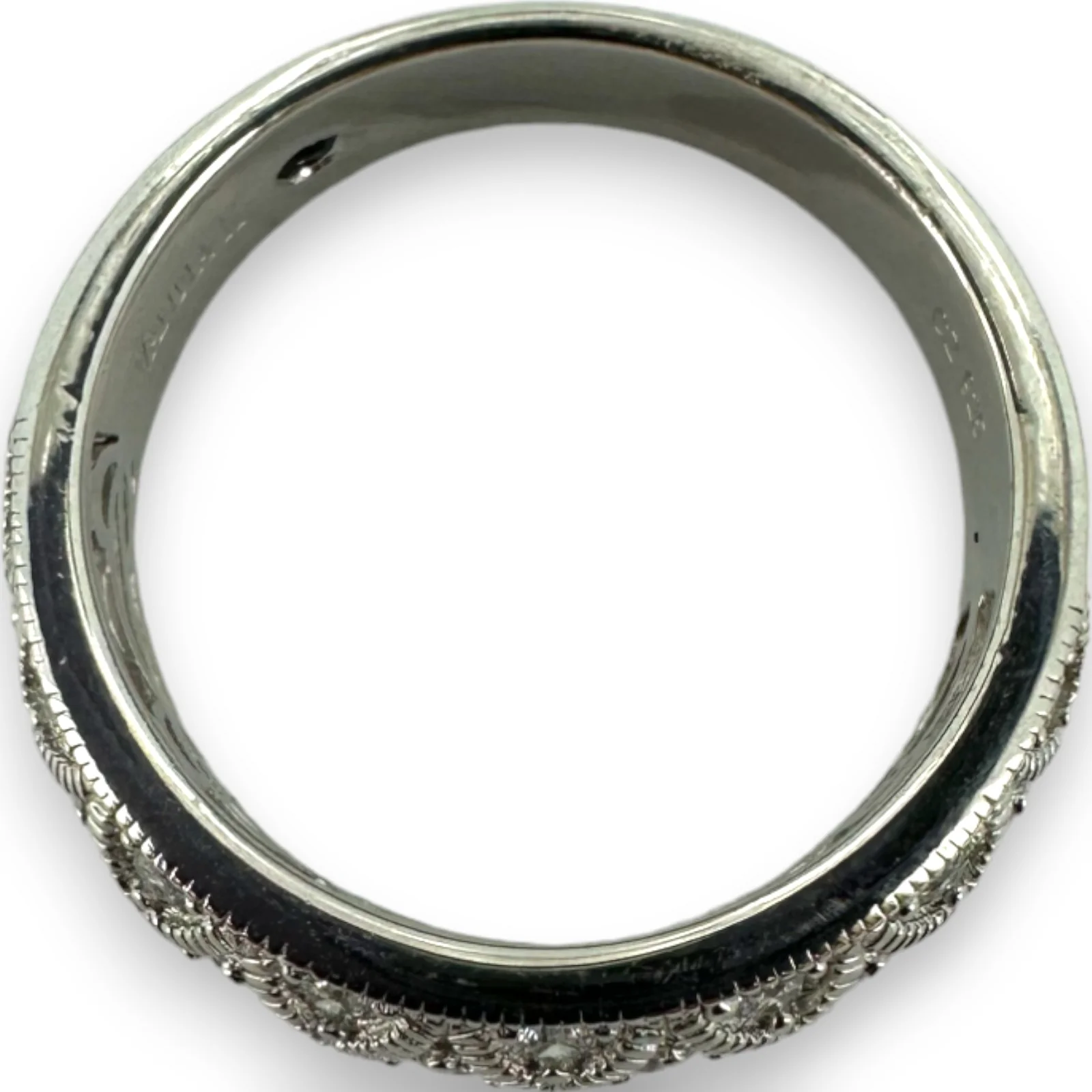 Vanna K 925 Sterling Silver and CZ Cubic Zirconia Geometric Milgrain 6.7mm Thick Band Size 8 - Image 5