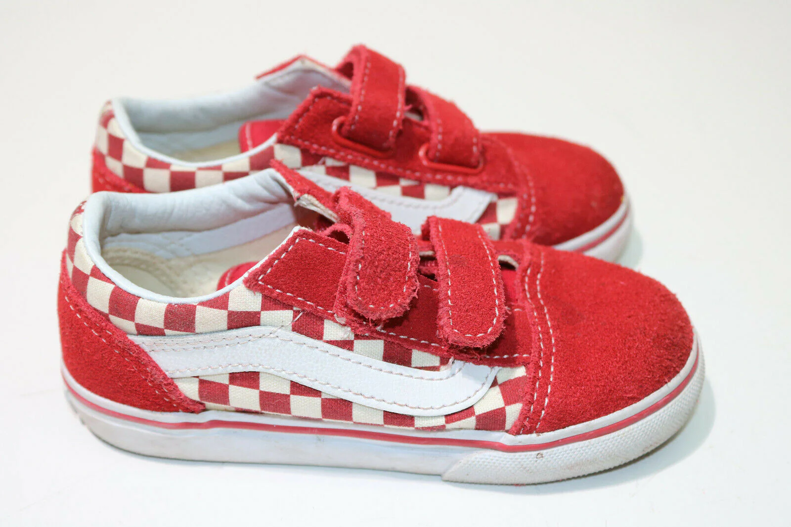 Vans Toddler Primary Check Old Skool V Red/White Size 9.5T(Toddlers) - Image 3