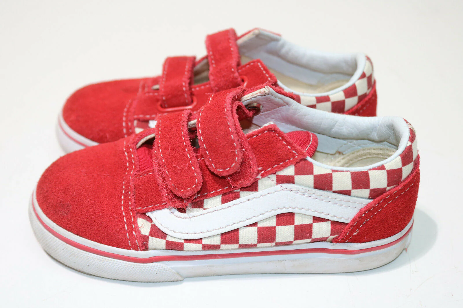 Vans Toddler Primary Check Old Skool V Red/White Size 9.5T(Toddlers) - Image 5
