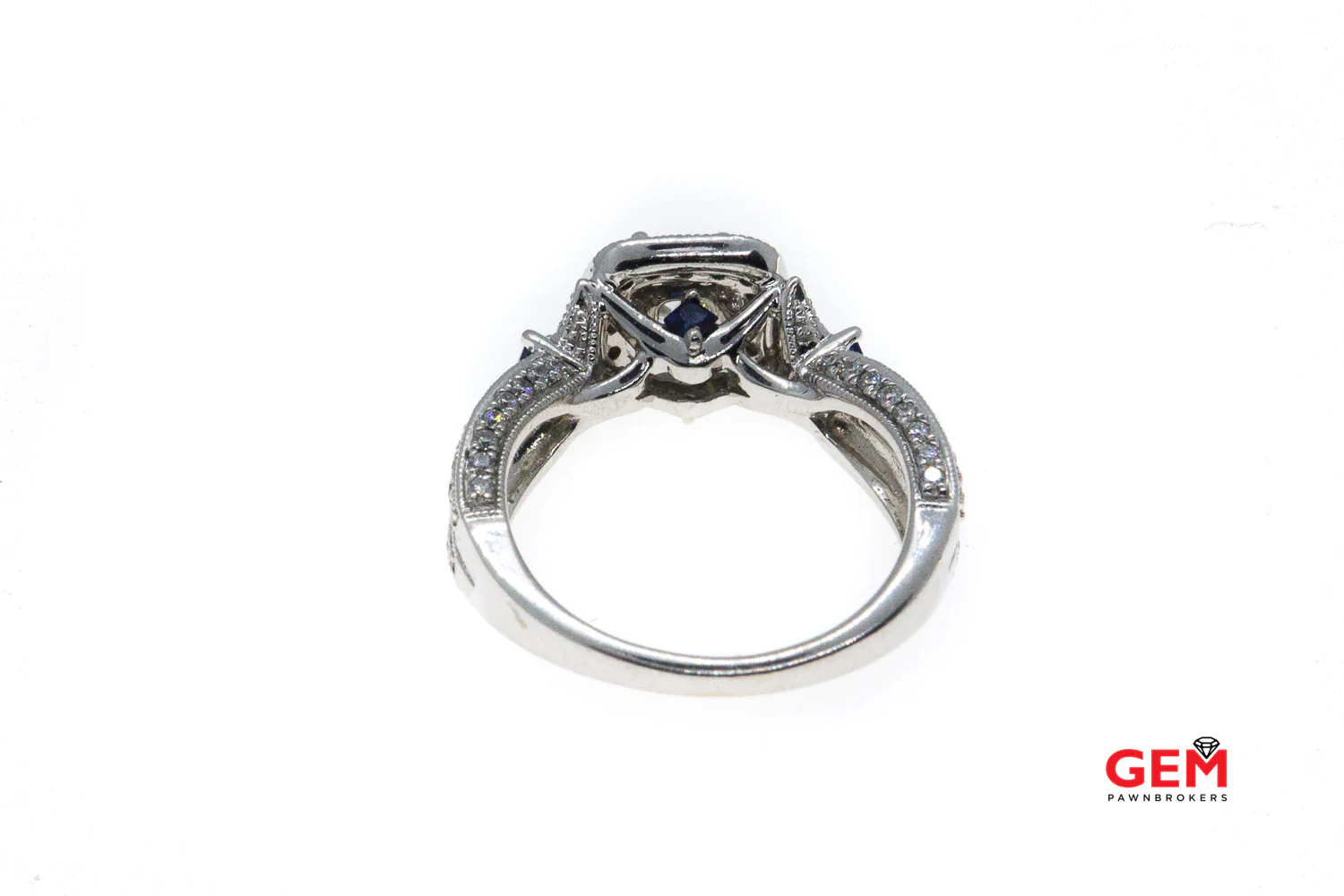 Vera Wang Love 14 KT Solid White Gold Sapphire Diamond Ring Size 6.5 - Image 5