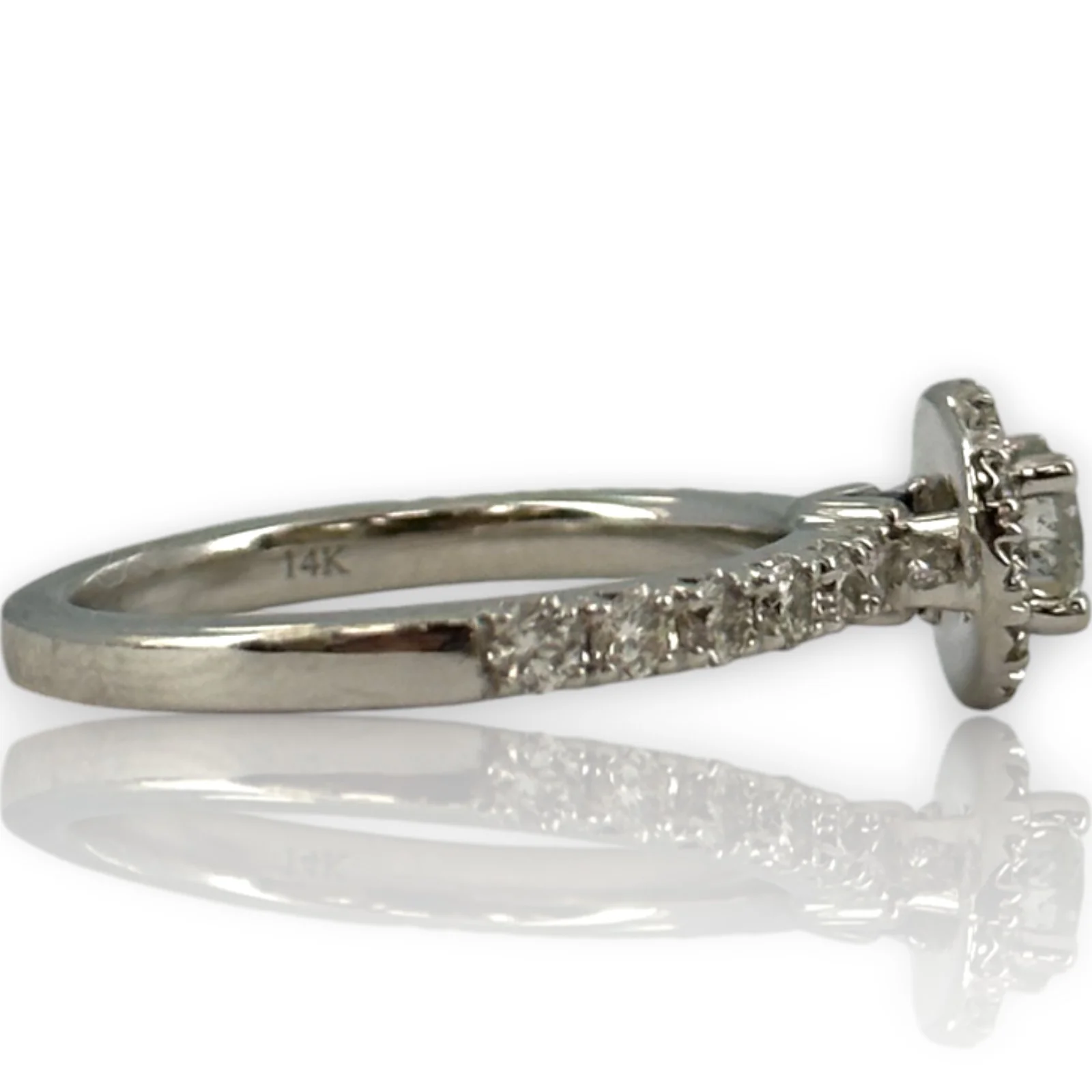 Vera Wang Love Collection 1ctw Diamond Frame Engagement Ring in Solid 14K White Gold with Halo and Signature Sapphire Size 6.5 - Image 2