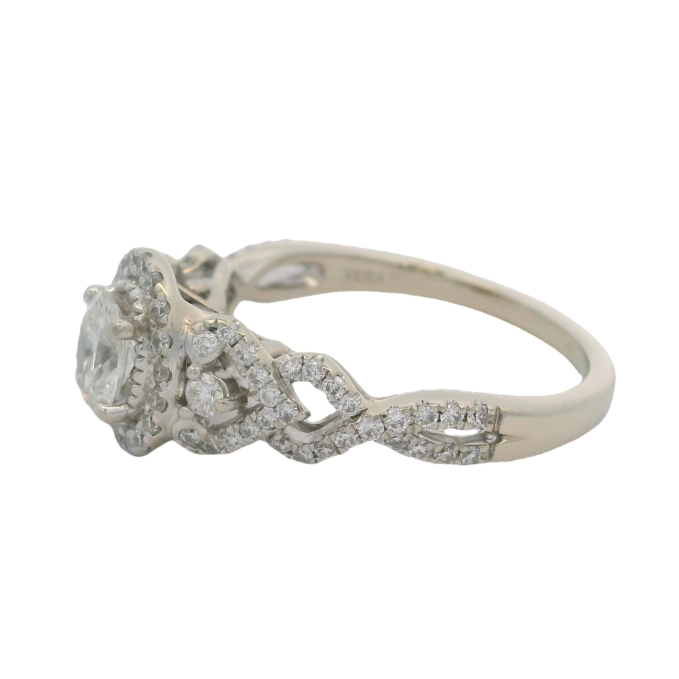 Vera Wang Love Oval 0.50ct Diamond Solitaire Ring with Diamond Halo and Twisted Band Size 8 - Image 2