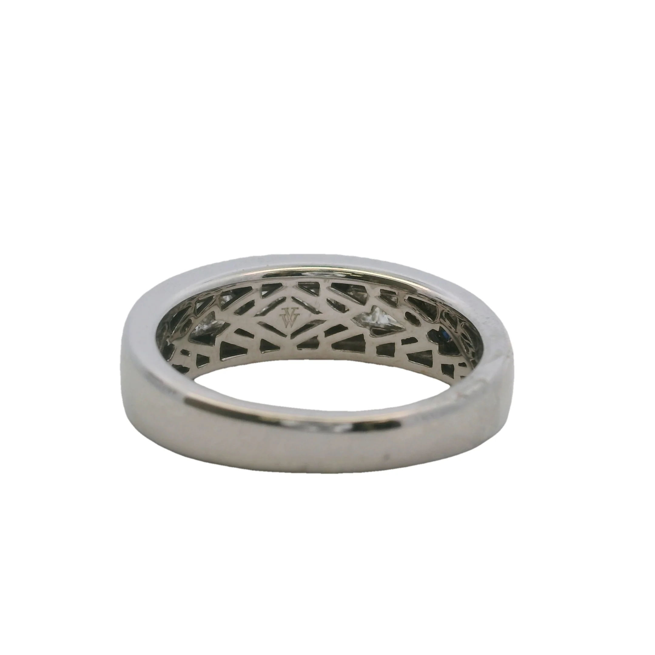 Vera Wang Love Solid 14kt Gold and Princess Cut Diamond Channel Set 7.2mm Band Ring With Side Sapphires - Image 4