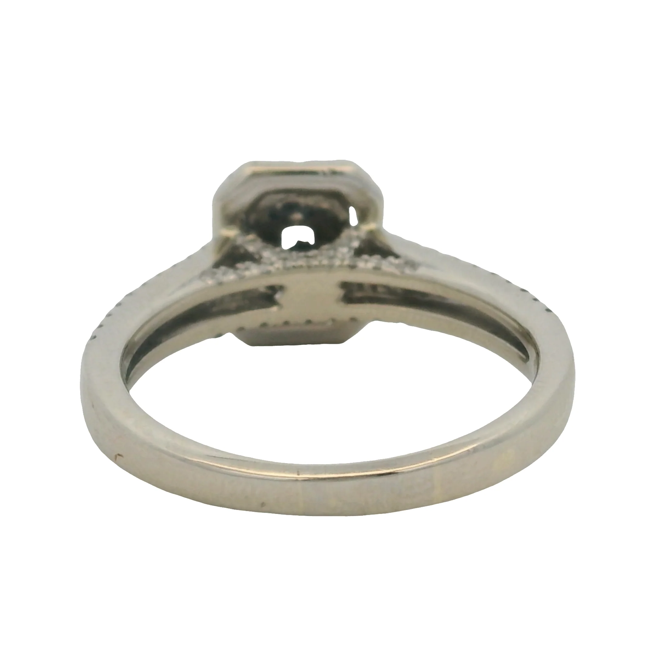 Vera Wang Love Solid 14kt White Gold and Diamond Emerald Cut Double Halo Engagement Ring Size 8.75 - Image 5