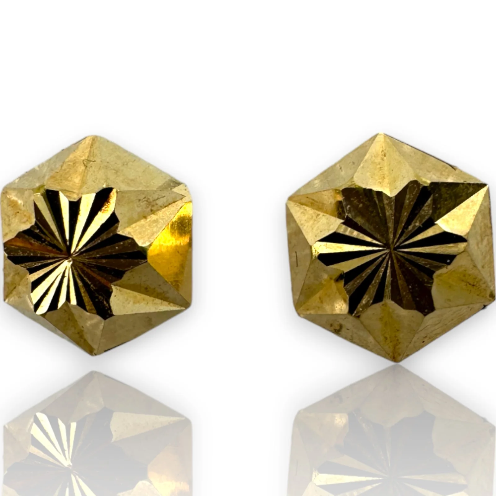 Victorian Pierced Screw-Back 18k Solid Yellow Gold Hand-Chased Earrings - Image 2