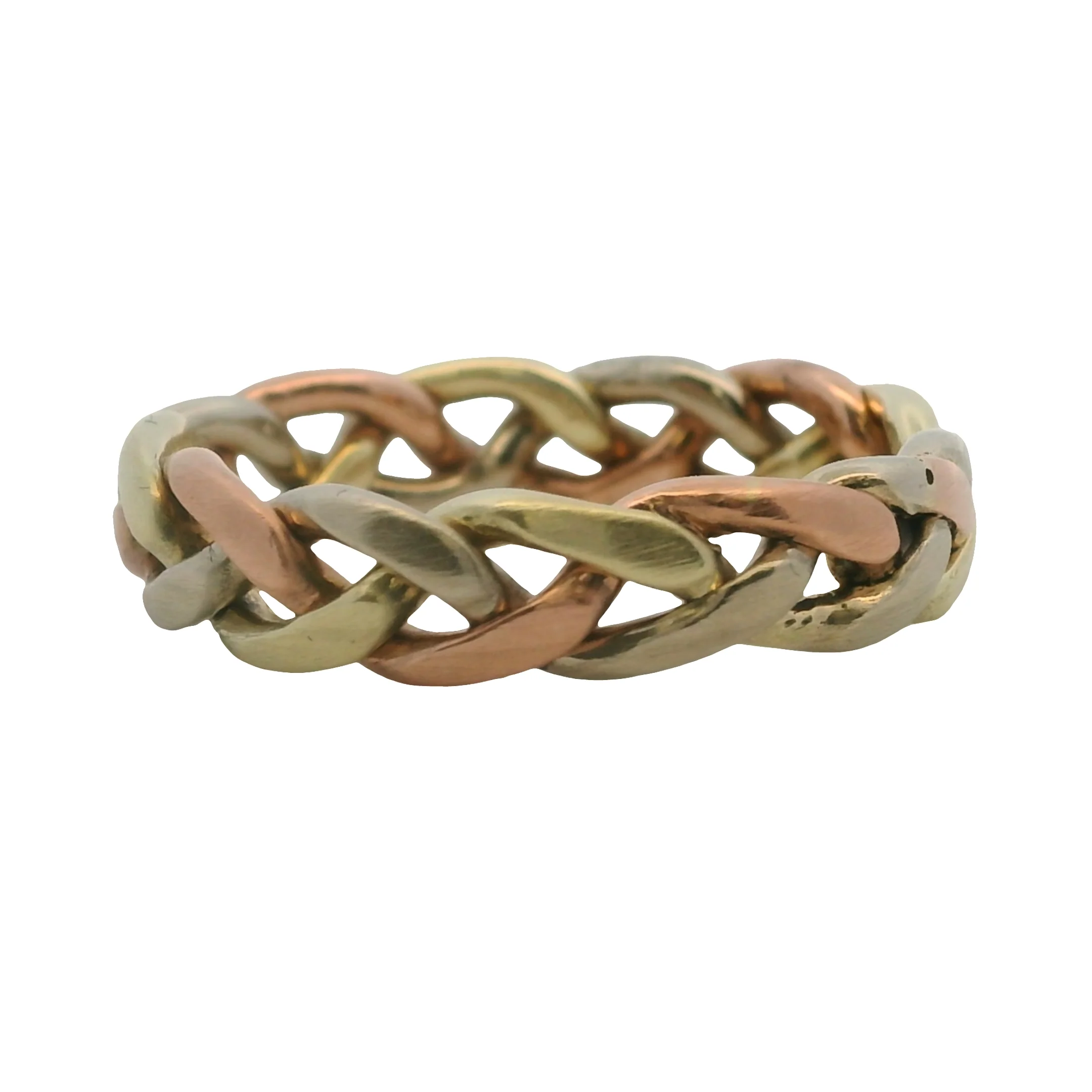 Vintage 14kt Tri-Tone Gold Braided Twisted Woven Ring Size 7.5 - Image 3