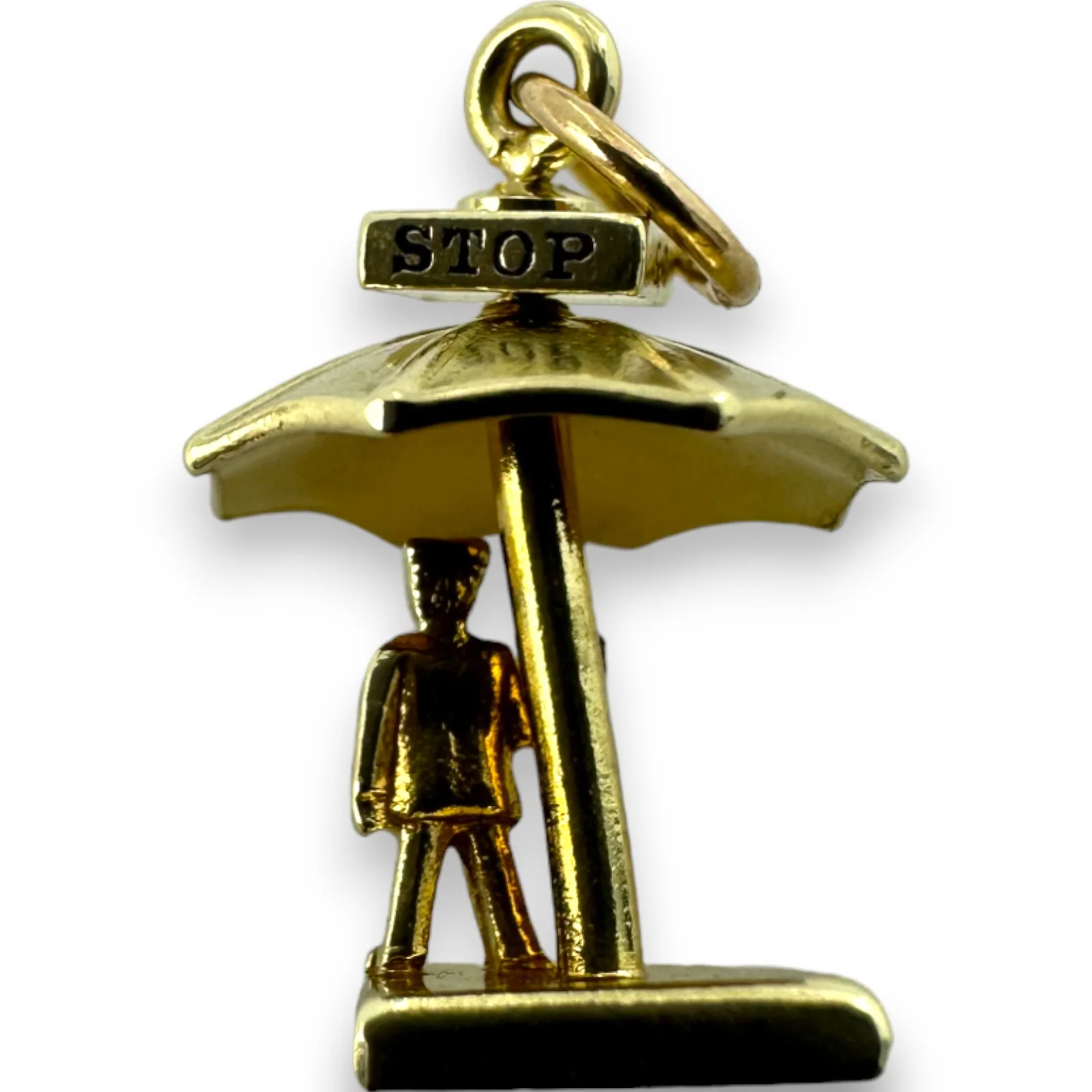 Vintage 1930-50s Walter Lampl rotating "STOP GO" Umbrella Policeman Traffic Charm Pendant - Image 3