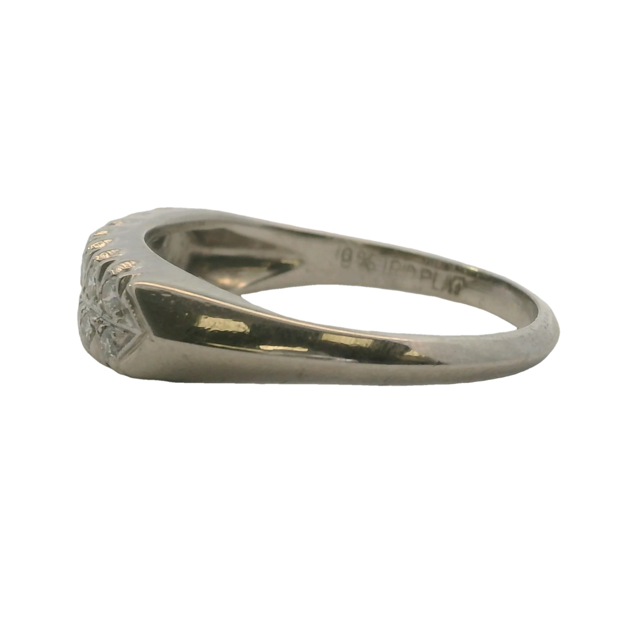 Vintage 1930s Platinum Double Diamond Line Stackable Ring Wedding Band Size 9.75 - Image 2