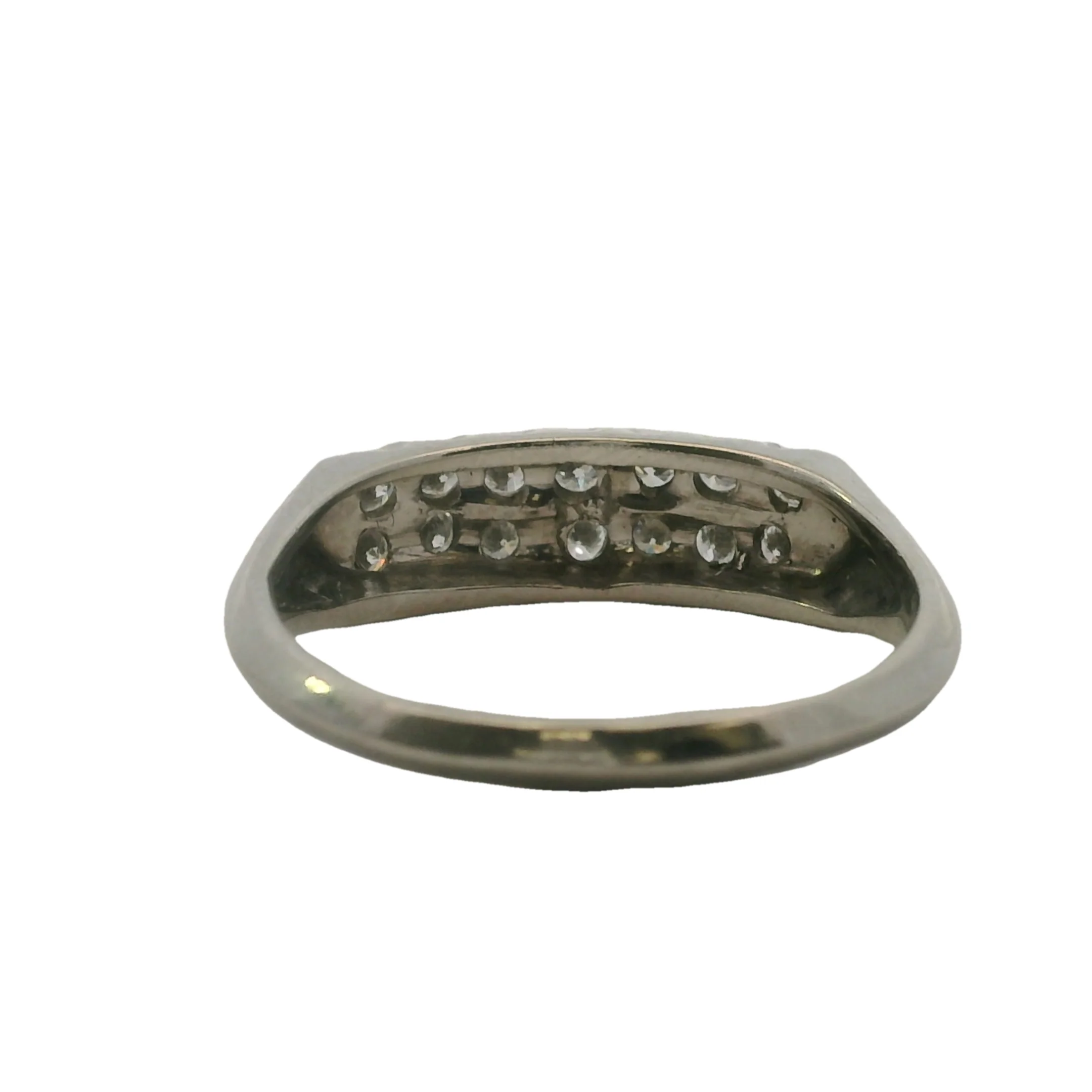 Vintage 1930s Platinum Double Diamond Line Stackable Ring Wedding Band Size 9.75 - Image 3