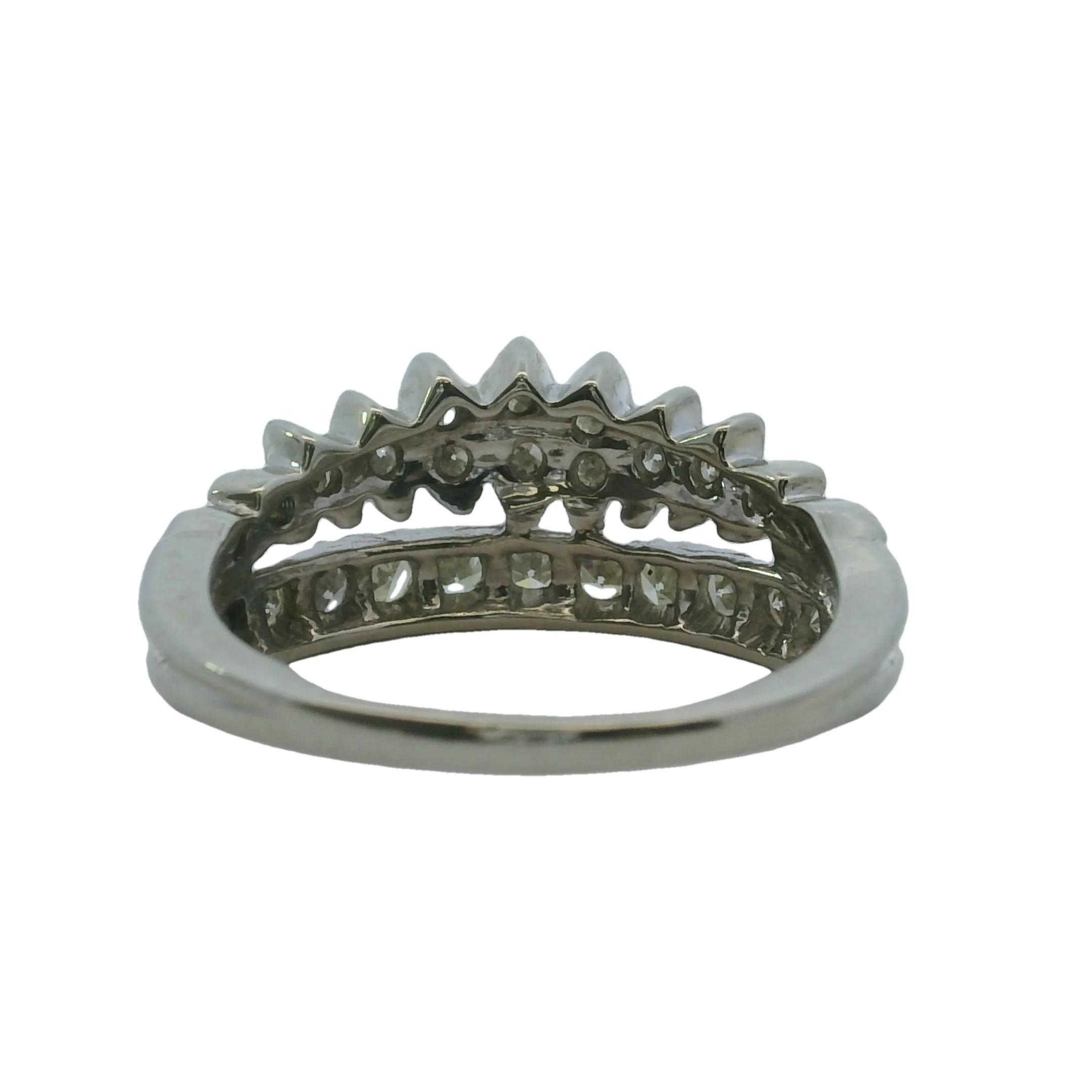 Vintage 1940-50s 14kt White Gold and Diamond Crown Stackable Wedding Band Ring Size 6.5 - Image 4