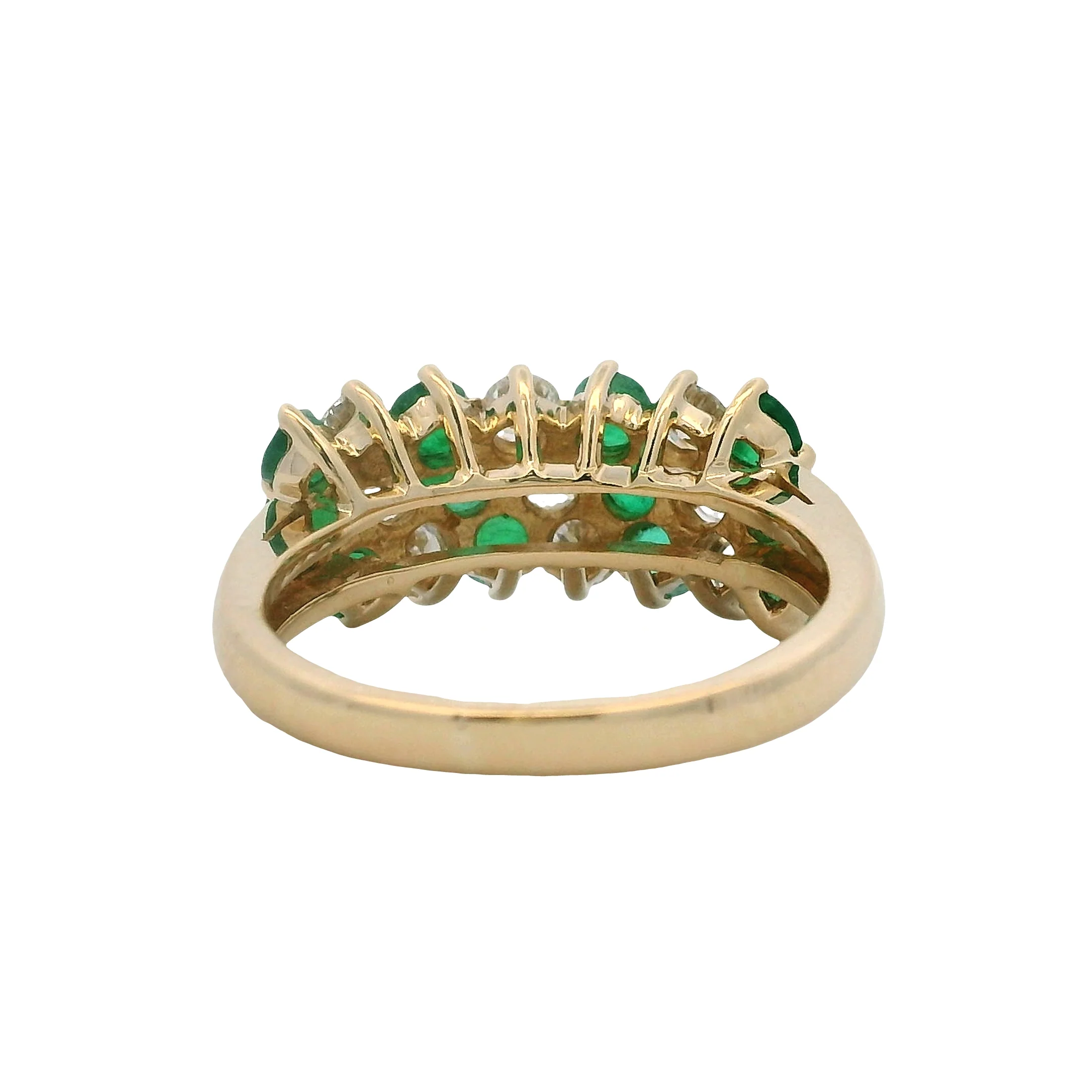 Vintage 1970-80s Solid 14kt Yellow Gold Diamond and Emerald Cocktail Cluster Ring Size 6 - Image 4
