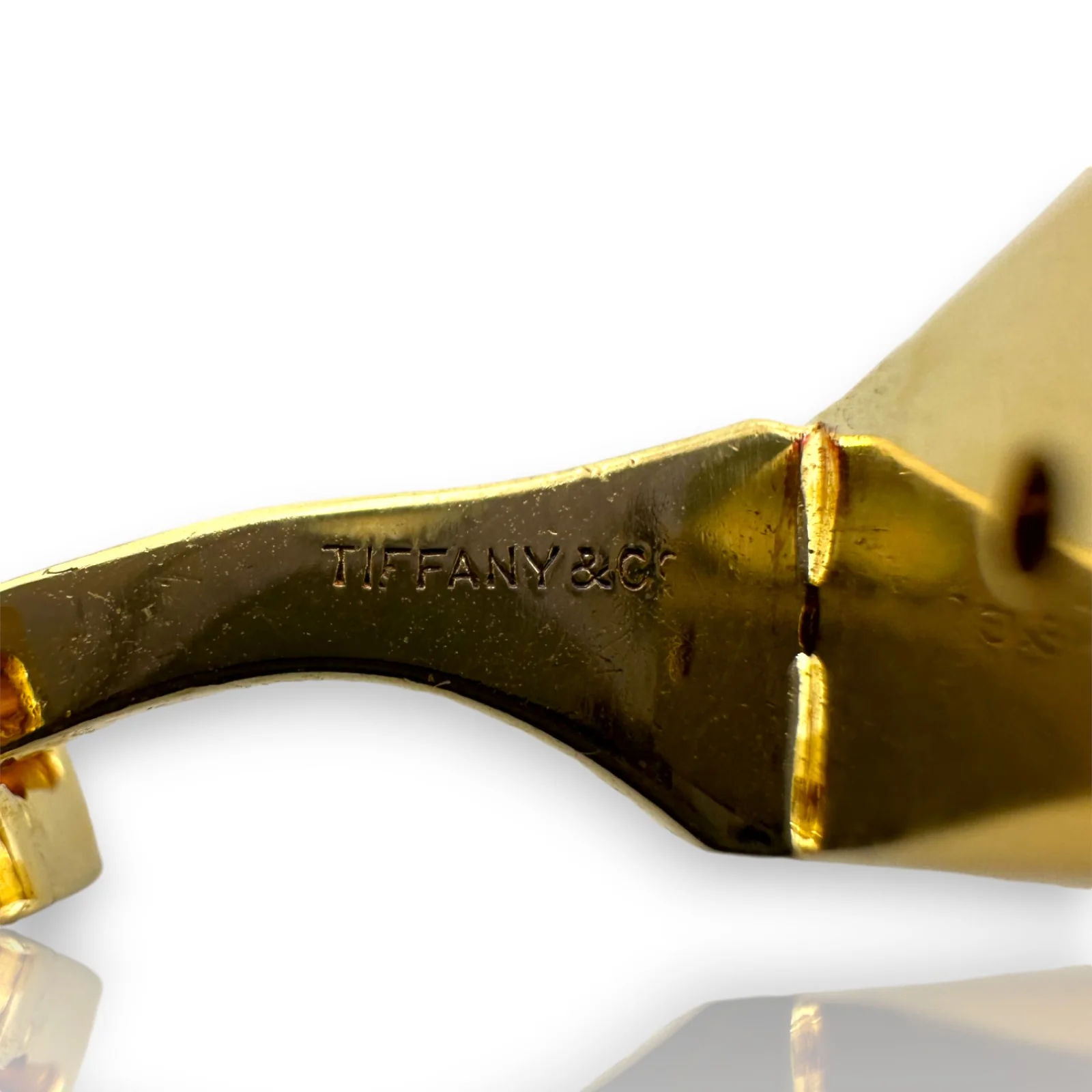 Vintage 1980s Tiffany & CO Solid 18kt Yellow Gold 21.8g Toggle-Back Cufflinks with Diamonds and Black Enamel - Image 5