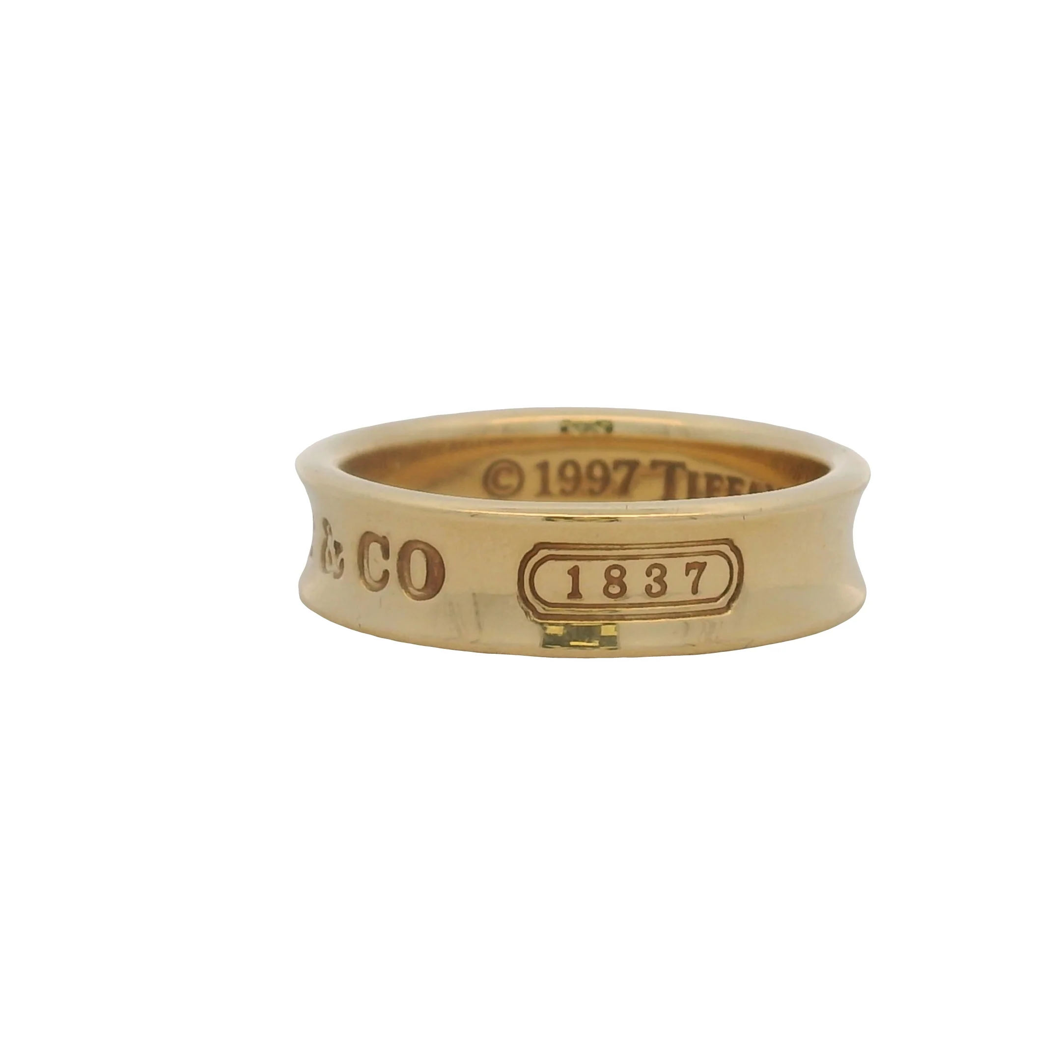 Vintage 1997 Tiffany & Co Solid 18kt Yellow Gold 1837 6mm Ring Band Size 9 - Image 2