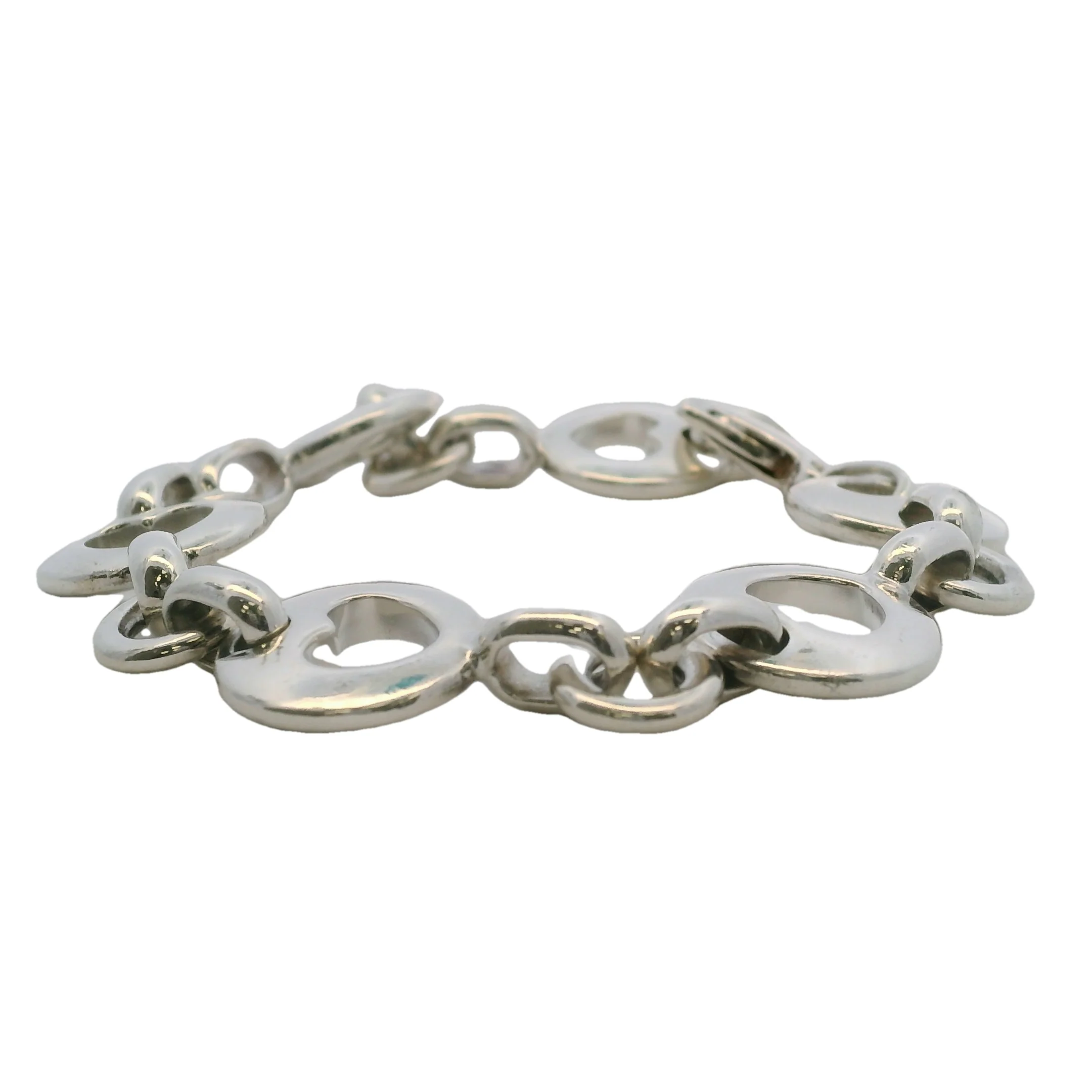 Vintage 1999 Tiffany & Co 925 Sterling Silver Open Heart Link 7" Bracelet - Image 2