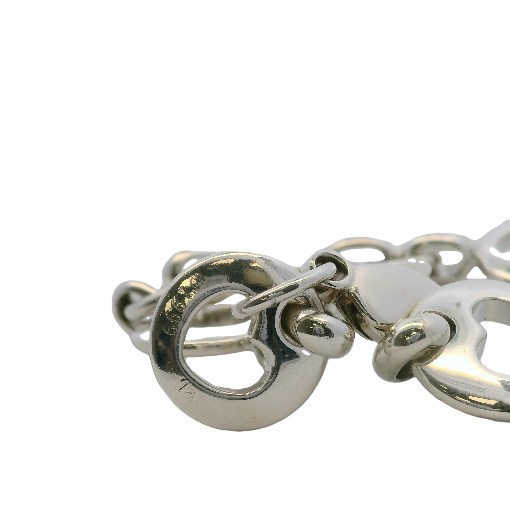 Vintage 1999 Tiffany & Co 925 Sterling Silver Open Heart Link 7" Bracelet - Image 5