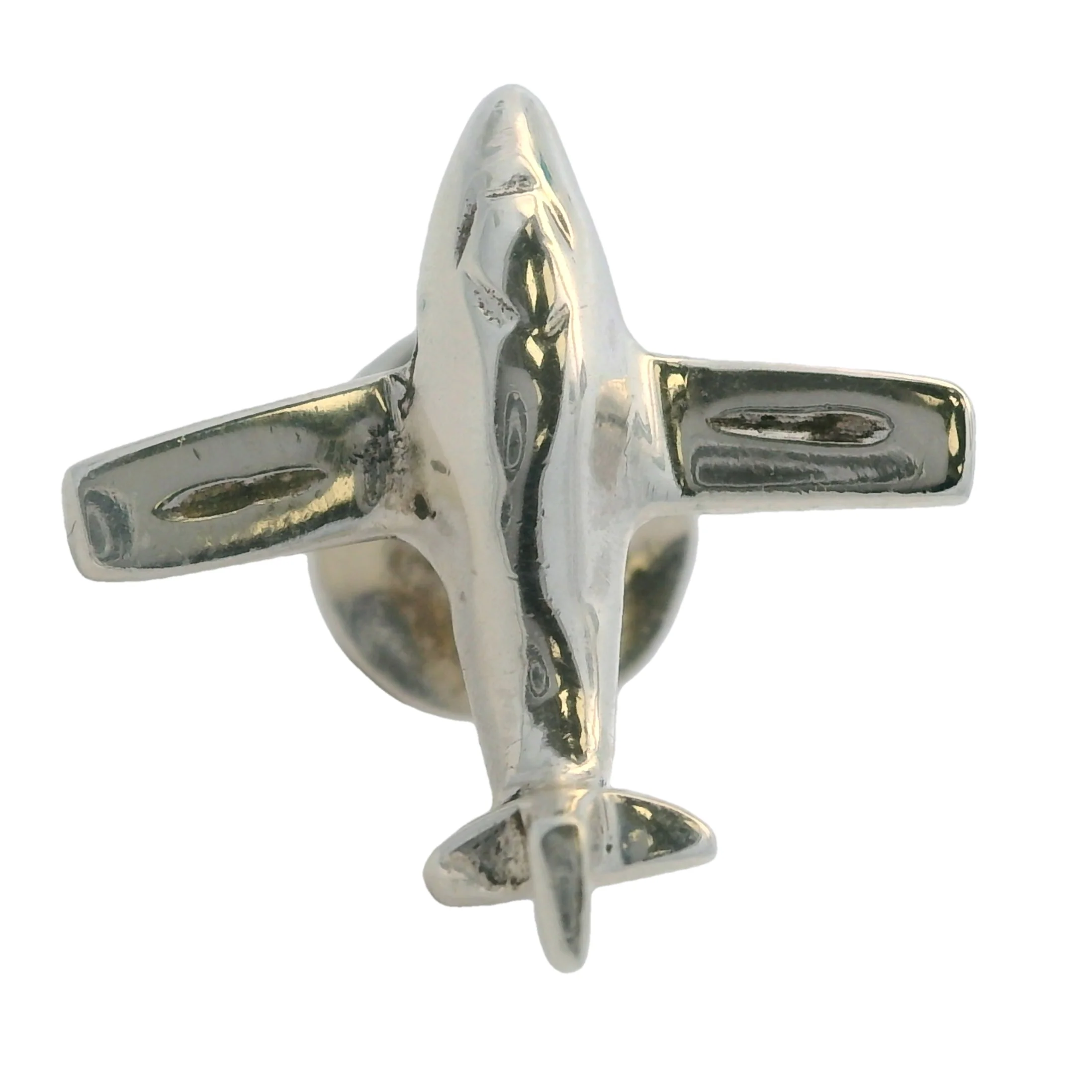 Vintage 925 Sterling Silver 3D Airplane Plane Single Cufflink