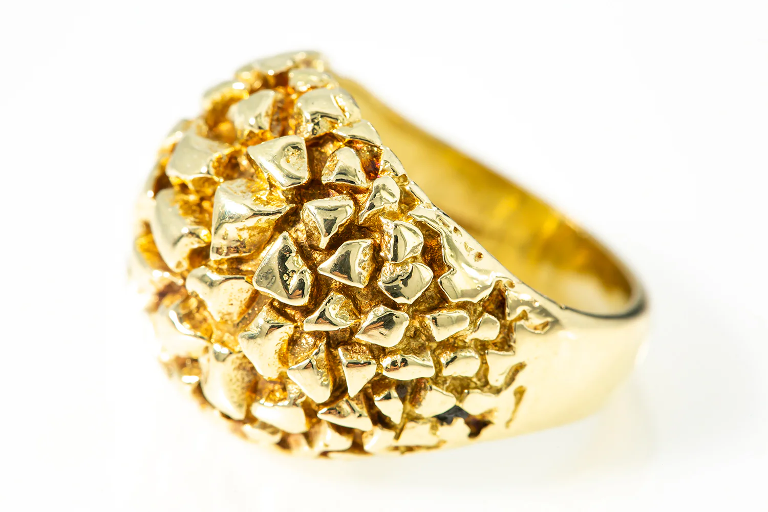 Vintage Bauble Nugget 18k 750 Yellow Gold Domed Ring Size 6.5 - Image 3