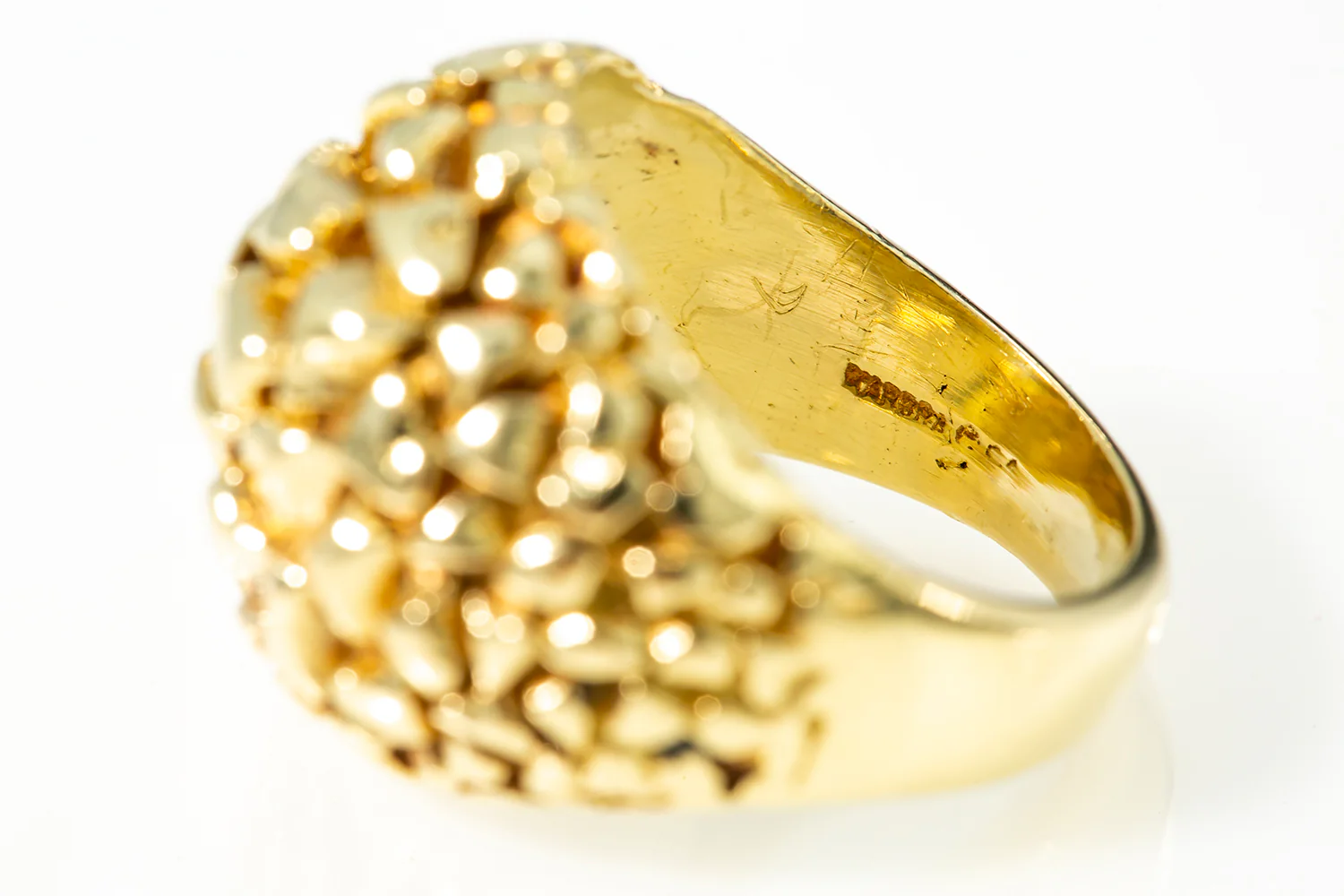 Vintage Bauble Nugget 18k 750 Yellow Gold Domed Ring Size 6.5 - Image 5
