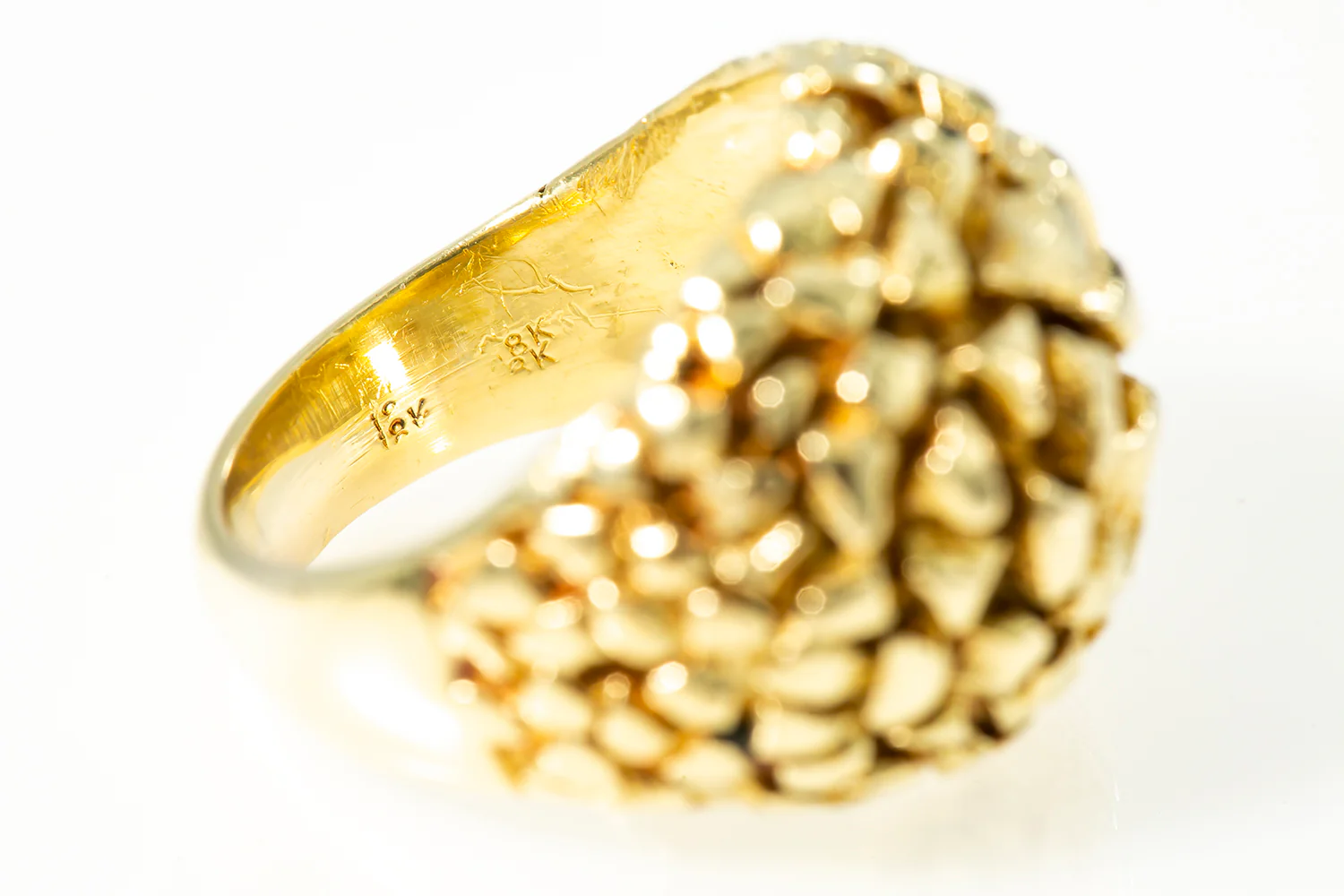 Vintage Bauble Nugget 18k 750 Yellow Gold Domed Ring Size 6.5 - Image 6