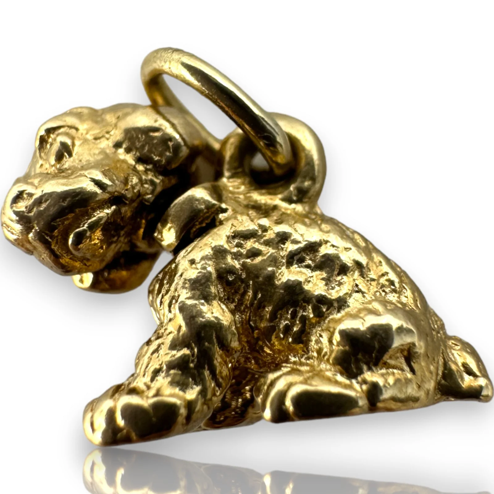 Vintage Bobblehead Puppy Dog Detailed Spaniel Charm Pendant Solid 14kt Yellow Gold - Image 2