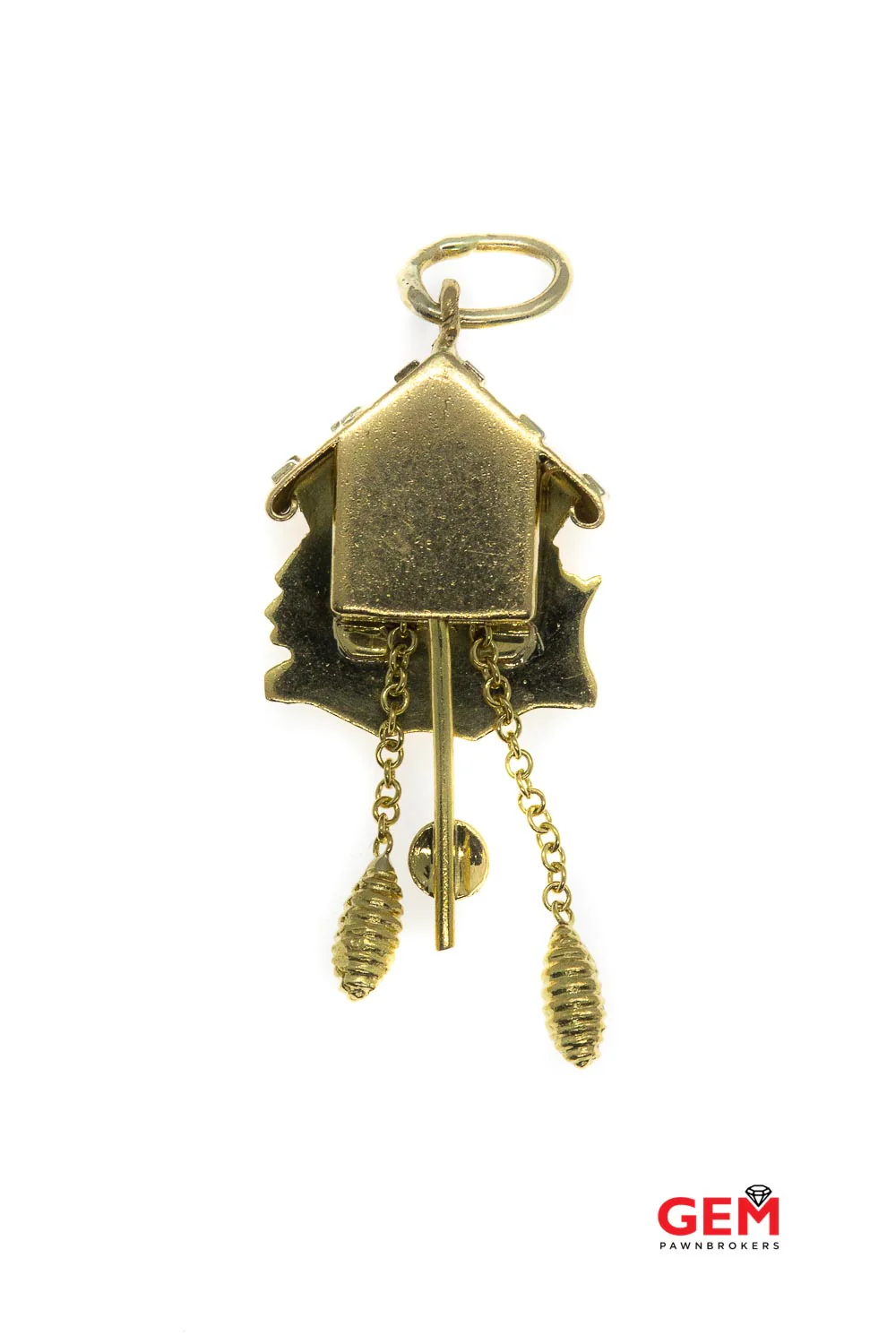 Vintage Cuckcoo Clock Moving Parts 14k 585 Yellow Gold Charm Pendant - Image 3